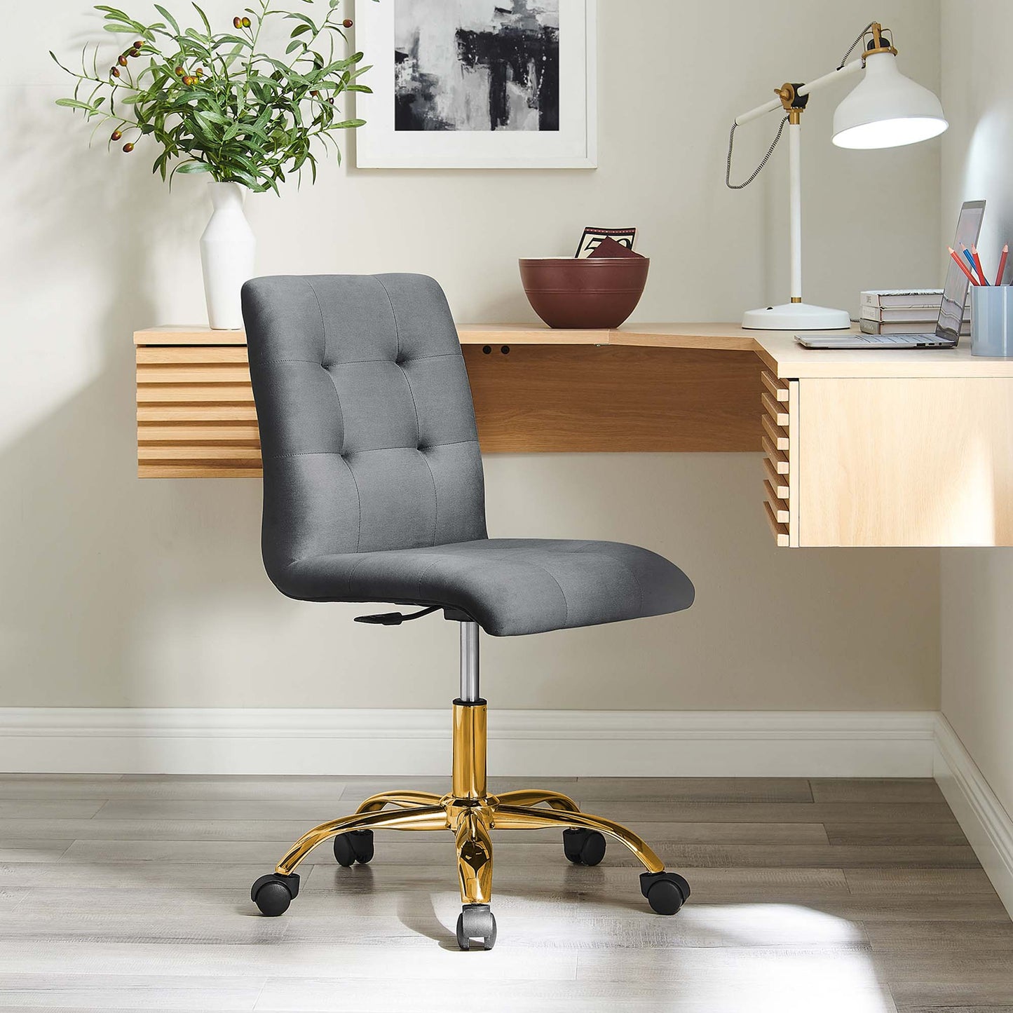 Prim Armless Performance Velvet Office Chair