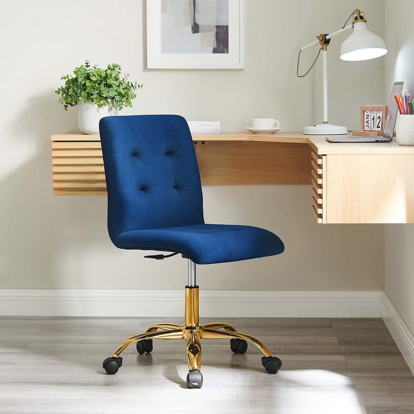 Prim Armless Performance Velvet Office Chair