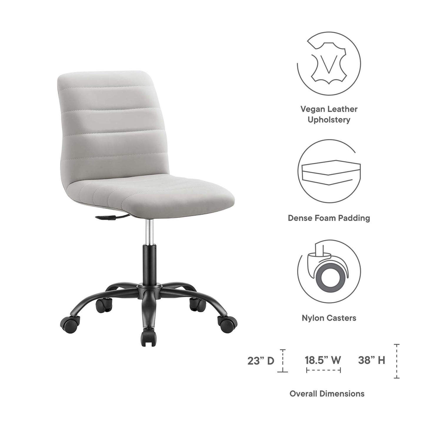 Ripple Armless Vegan Leather Office Chair