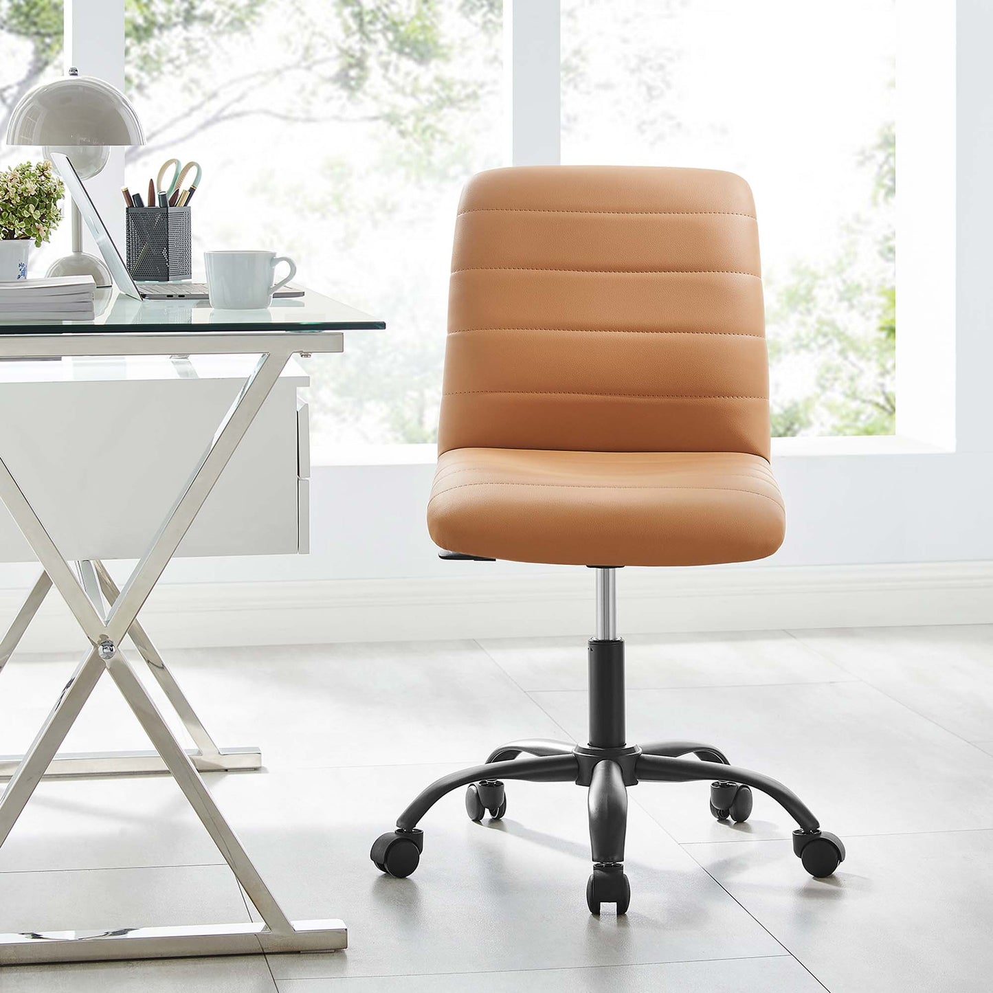 Ripple Armless Vegan Leather Office Chair