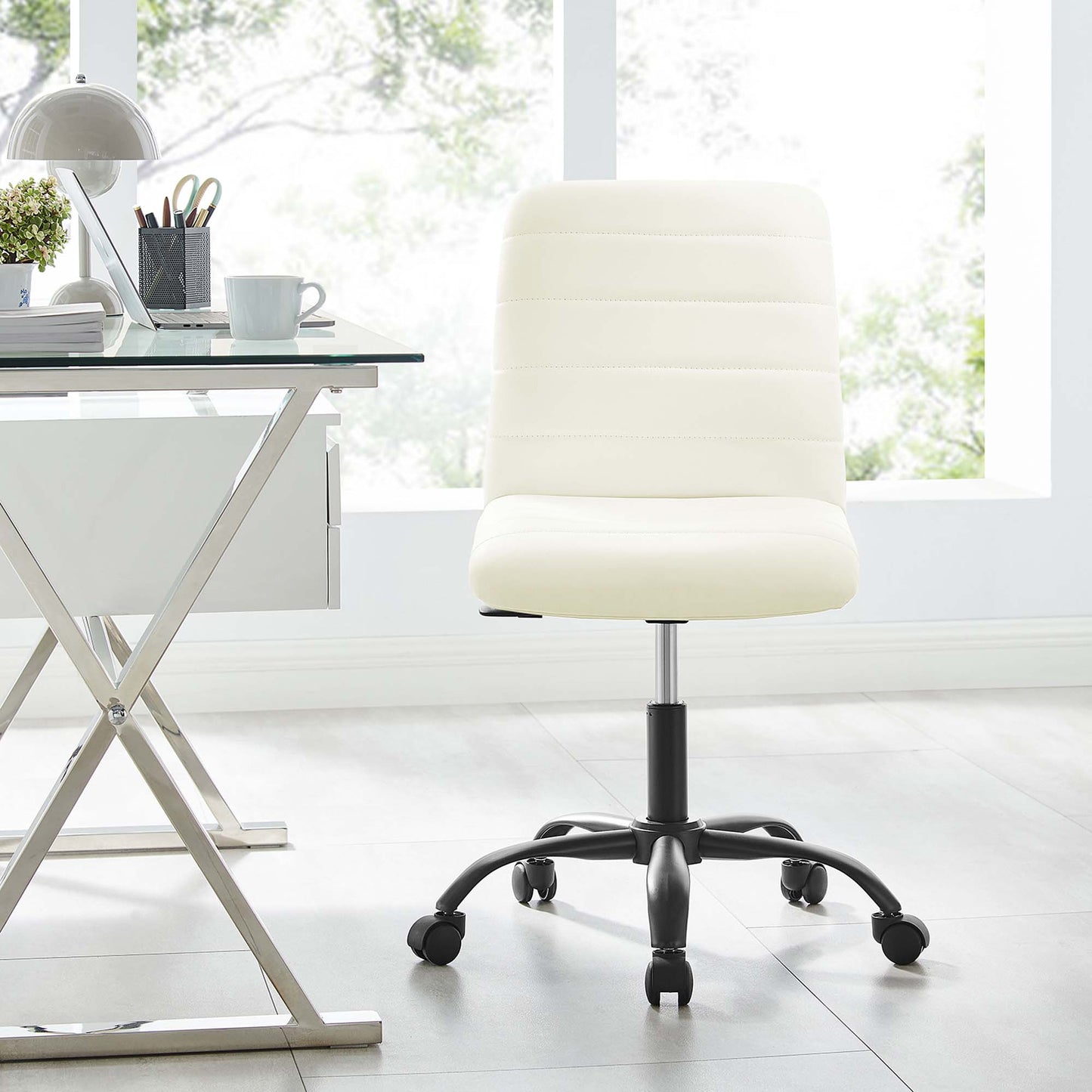 Ripple Armless Vegan Leather Office Chair