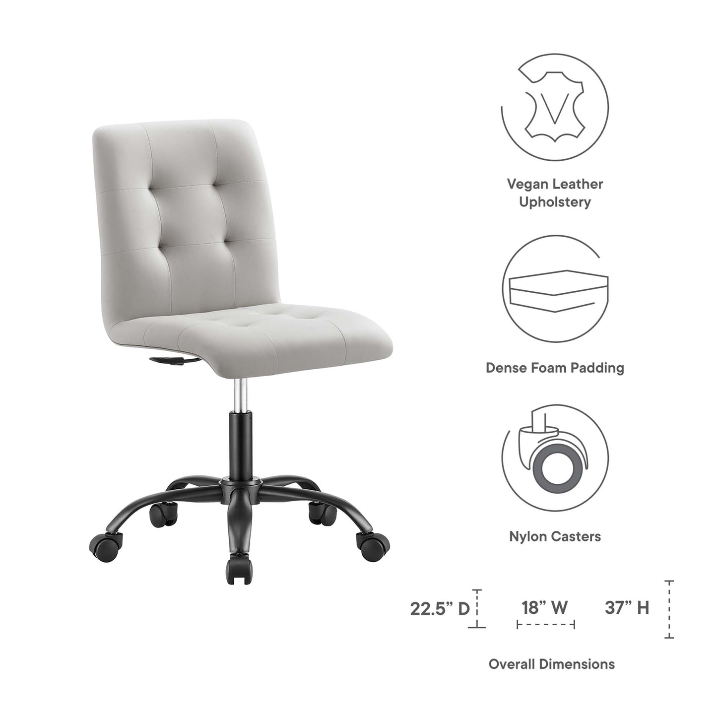 Prim Armless Vegan Leather Office Chair