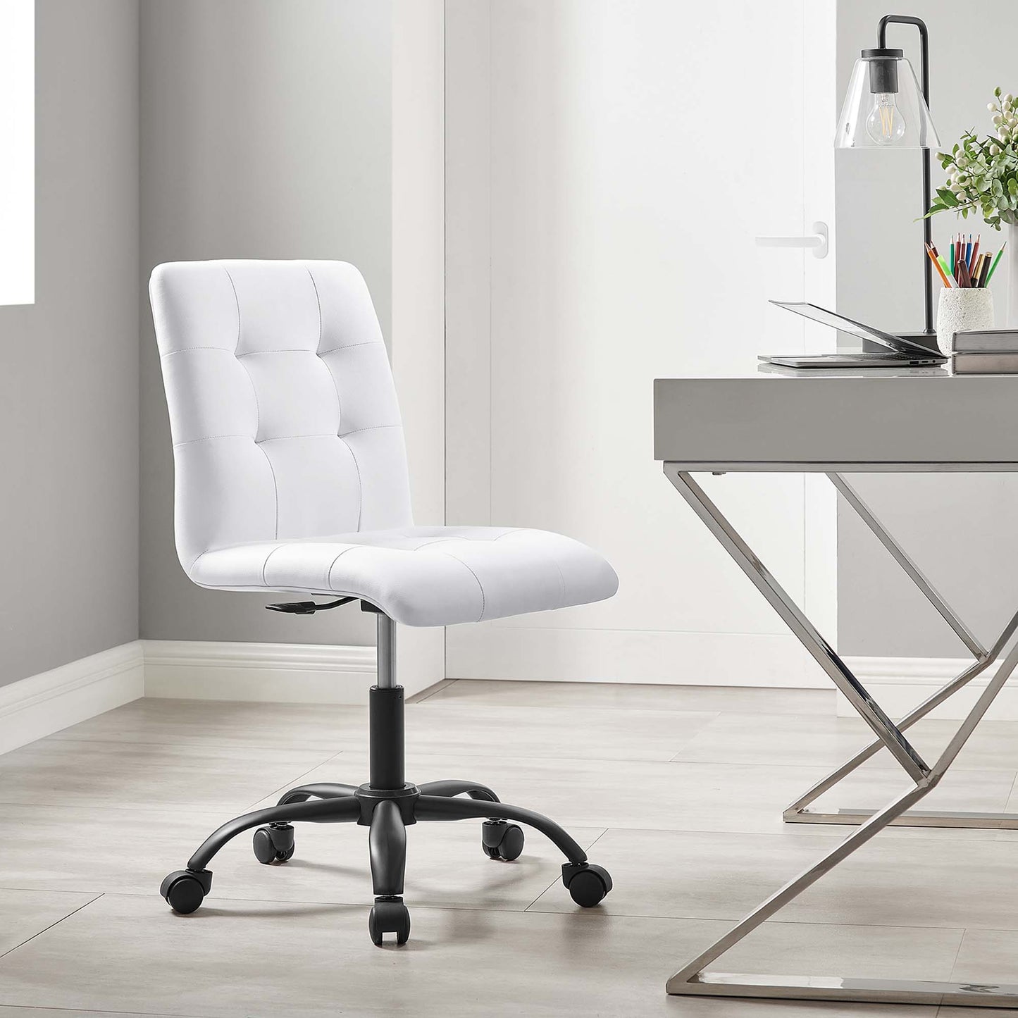 Prim Armless Vegan Leather Office Chair