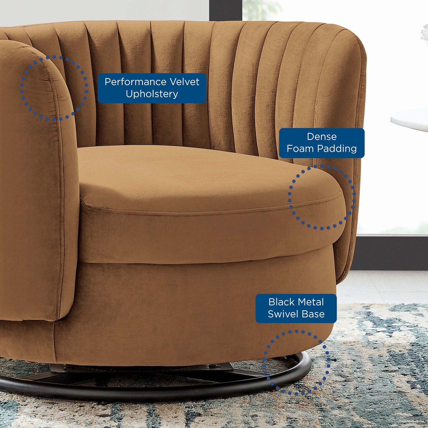 Embrace Tufted Performance Velvet Swivel Chair