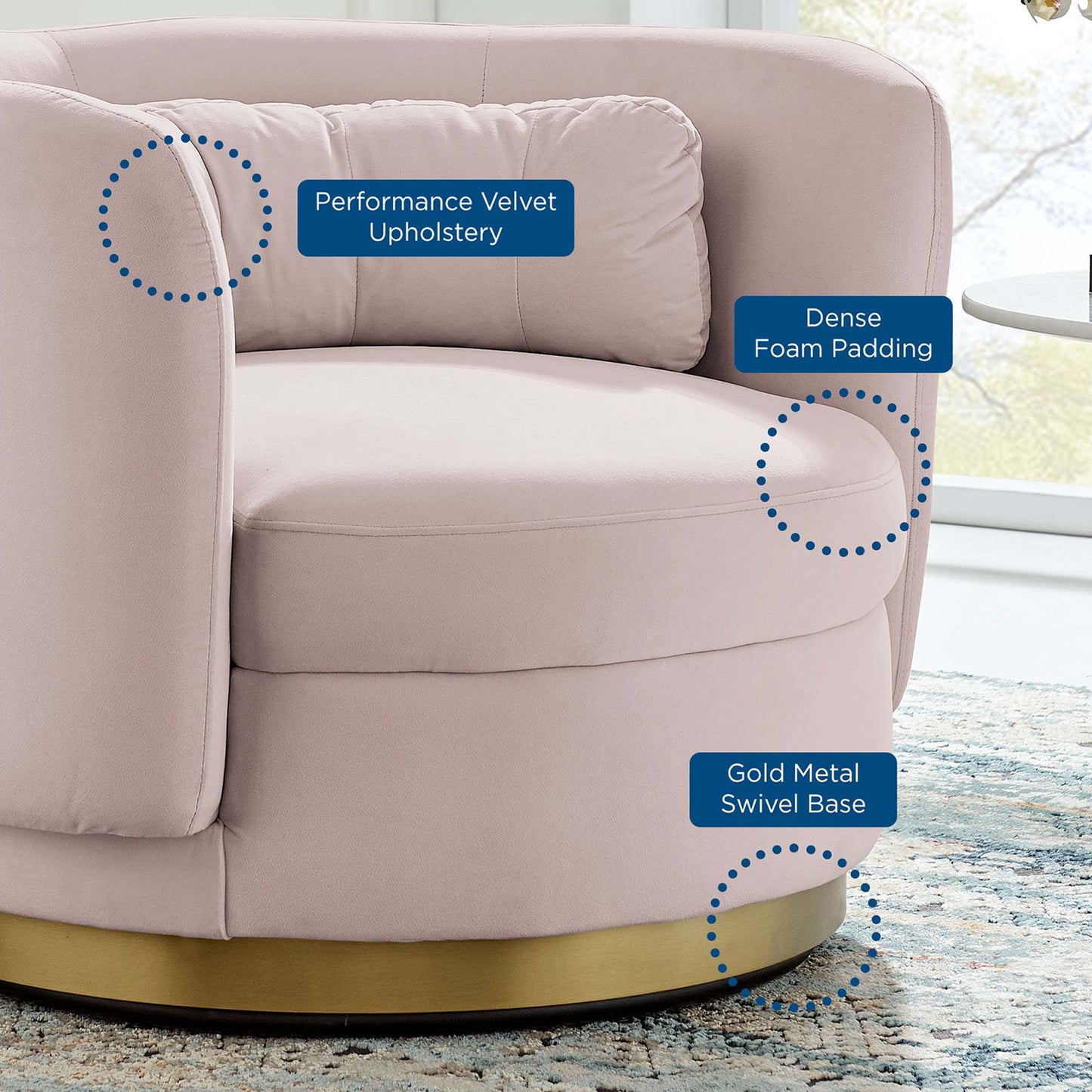 Relish Performance Velvet Swivel Chair