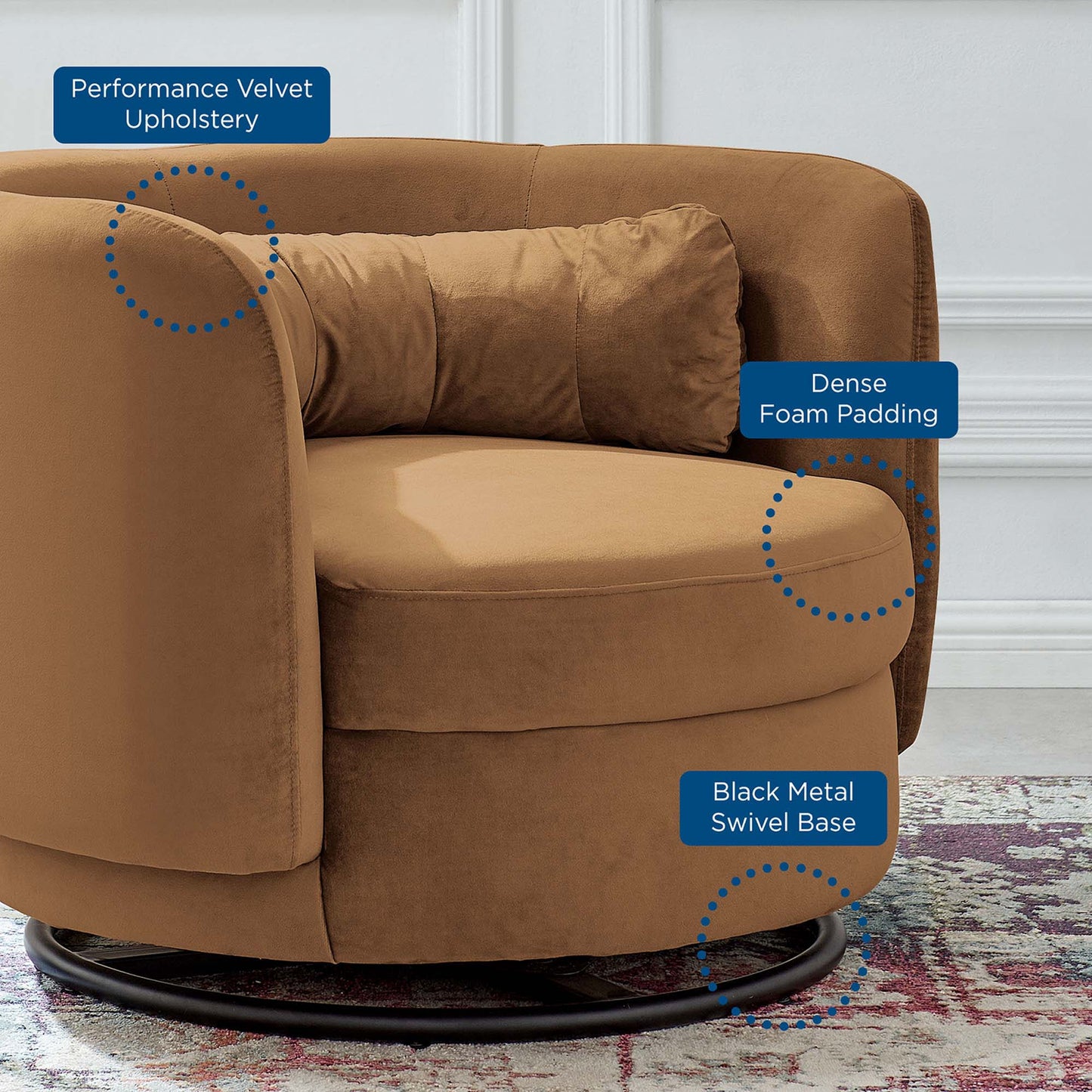 Relish Performance Velvet Swivel Chair