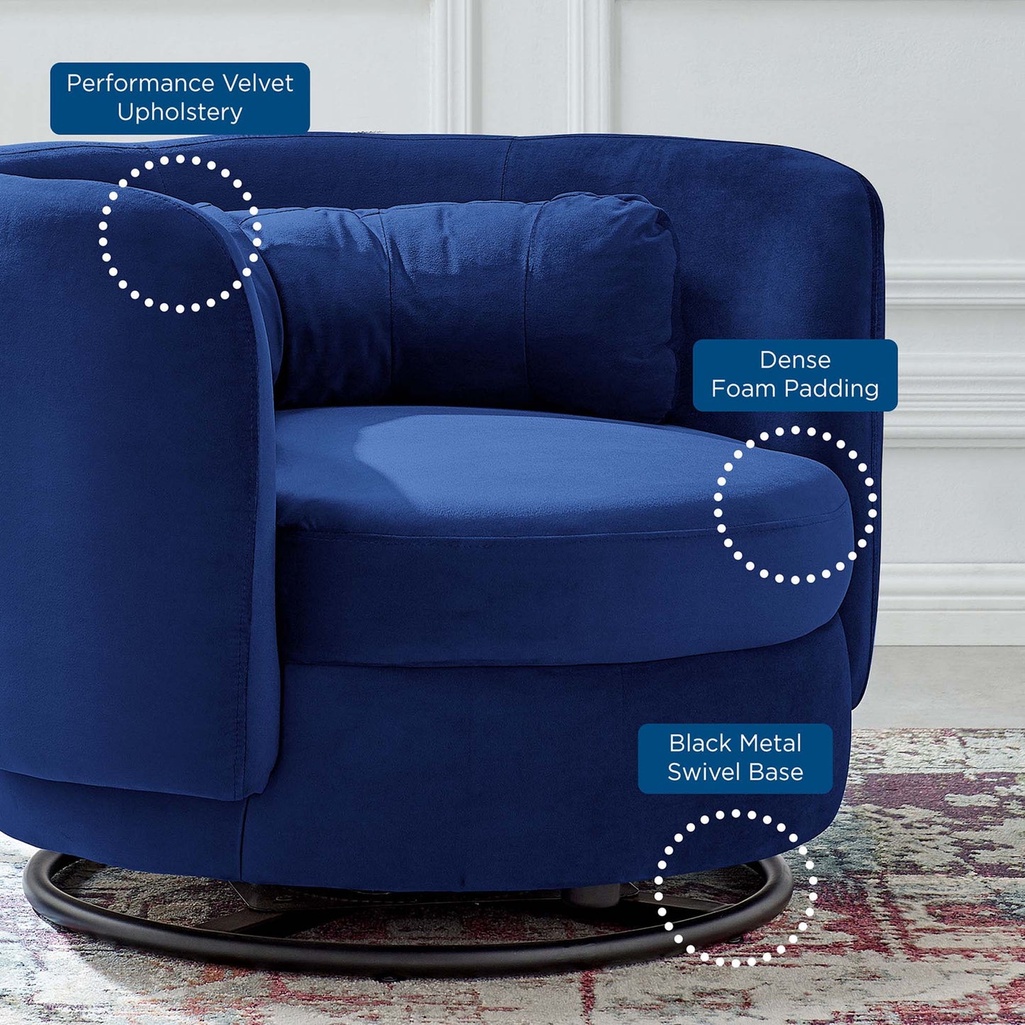 Relish Performance Velvet Swivel Chair