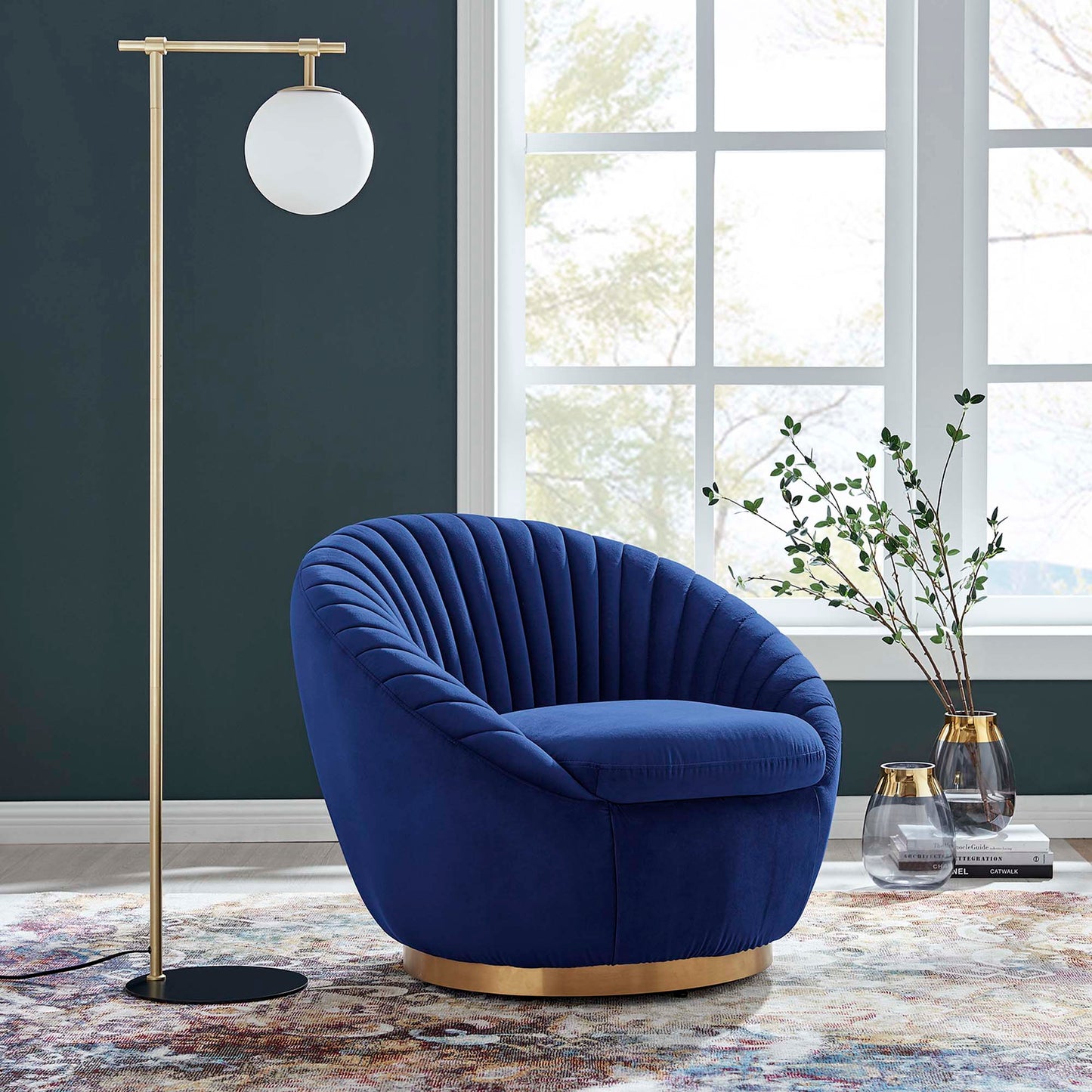 Whirr Tufted Performance Velvet Swivel Chair