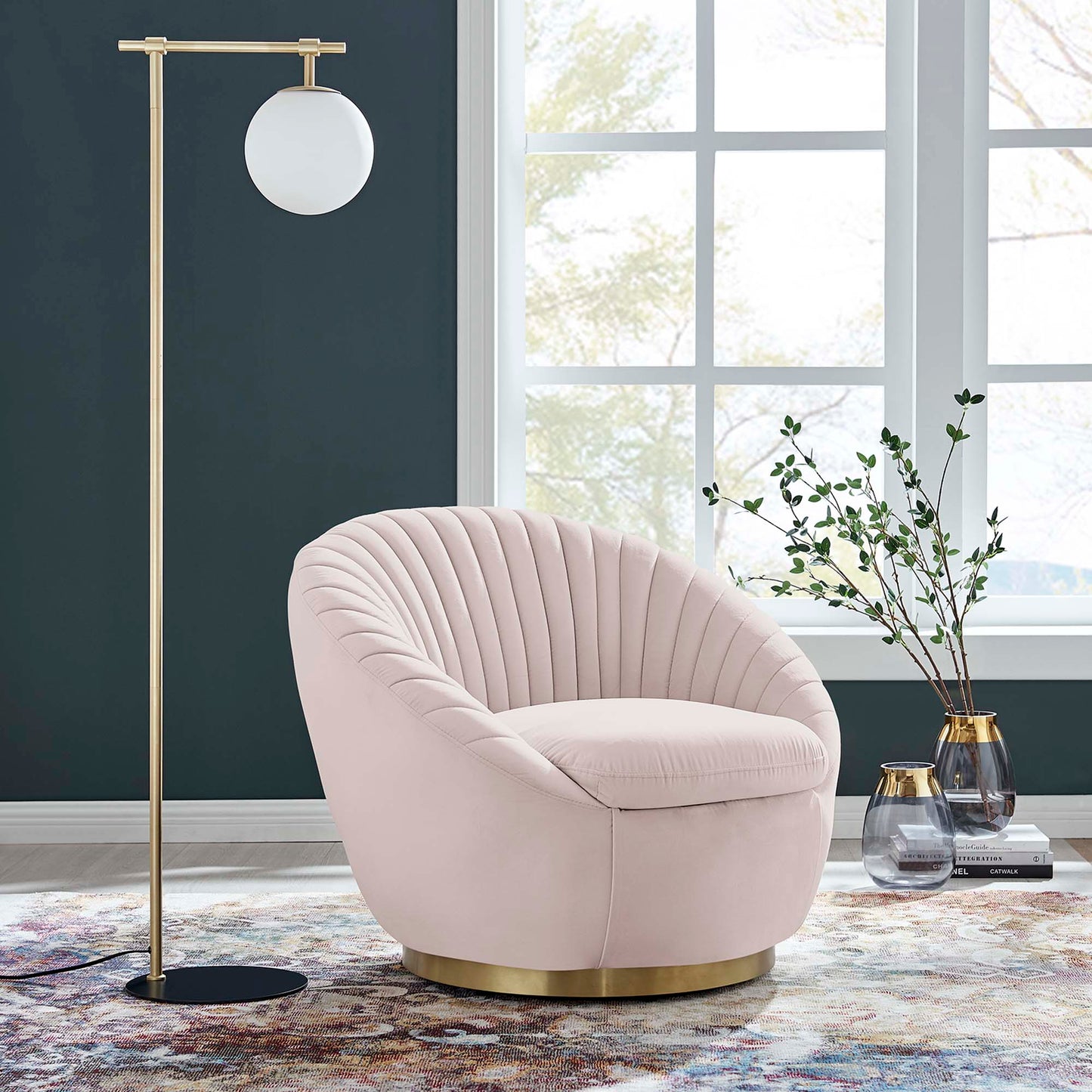 Whirr Tufted Performance Velvet Swivel Chair