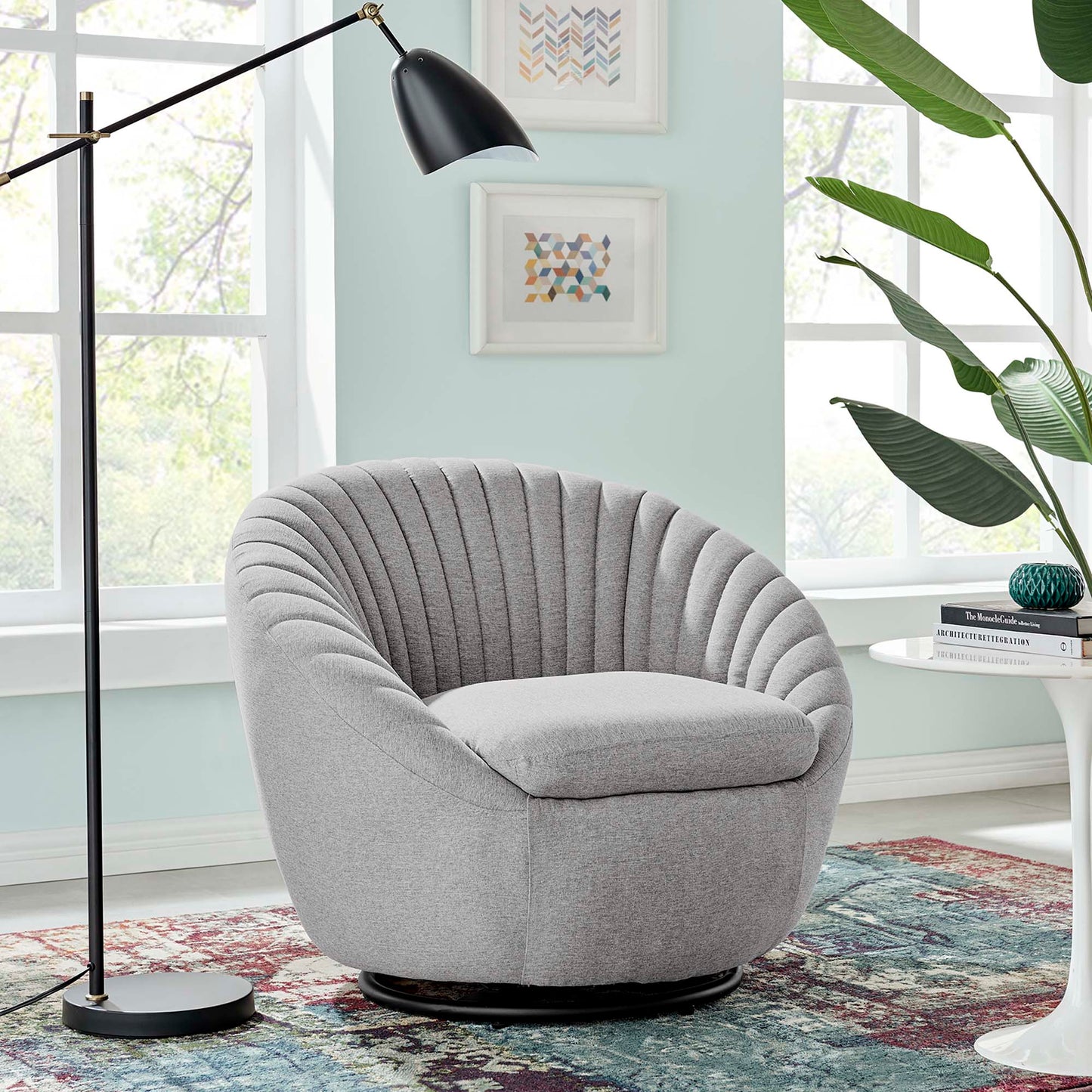 Whirr Tufted Fabric Swivel Chair