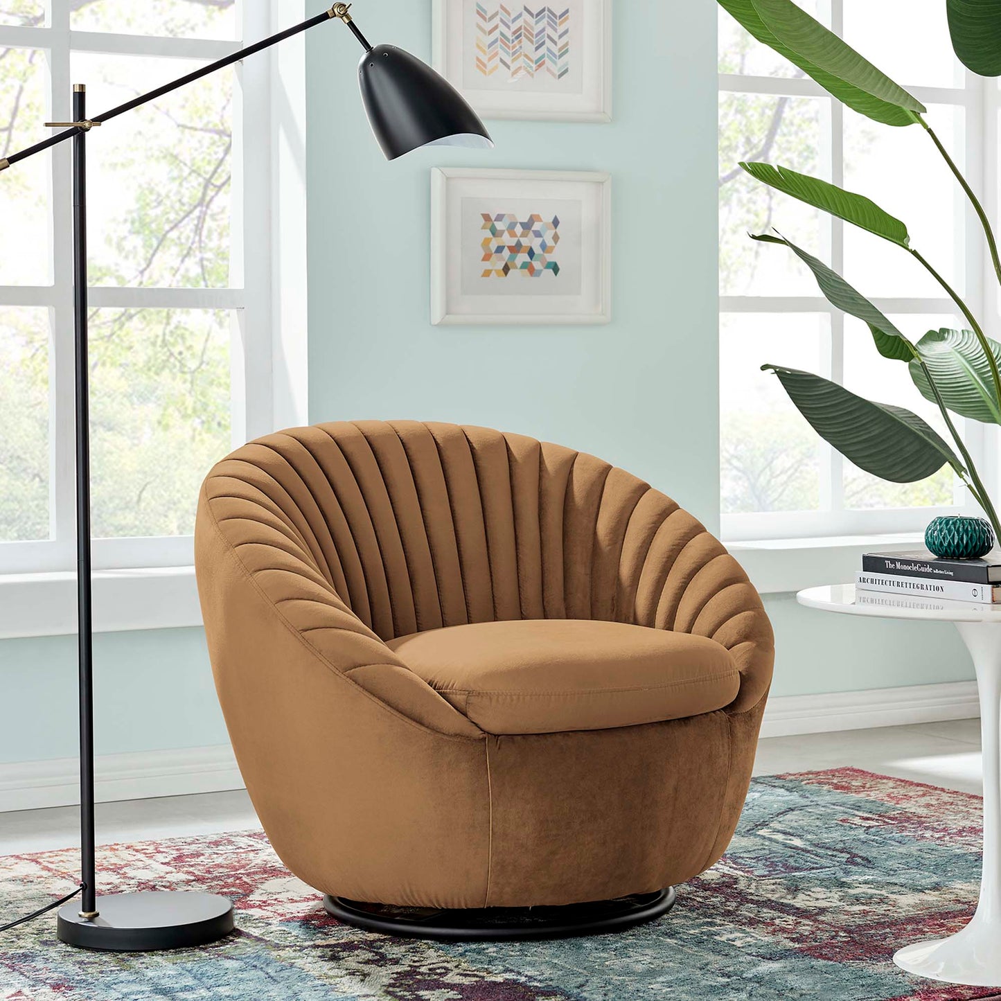 Whirr Tufted Performance Velvet Swivel Chair