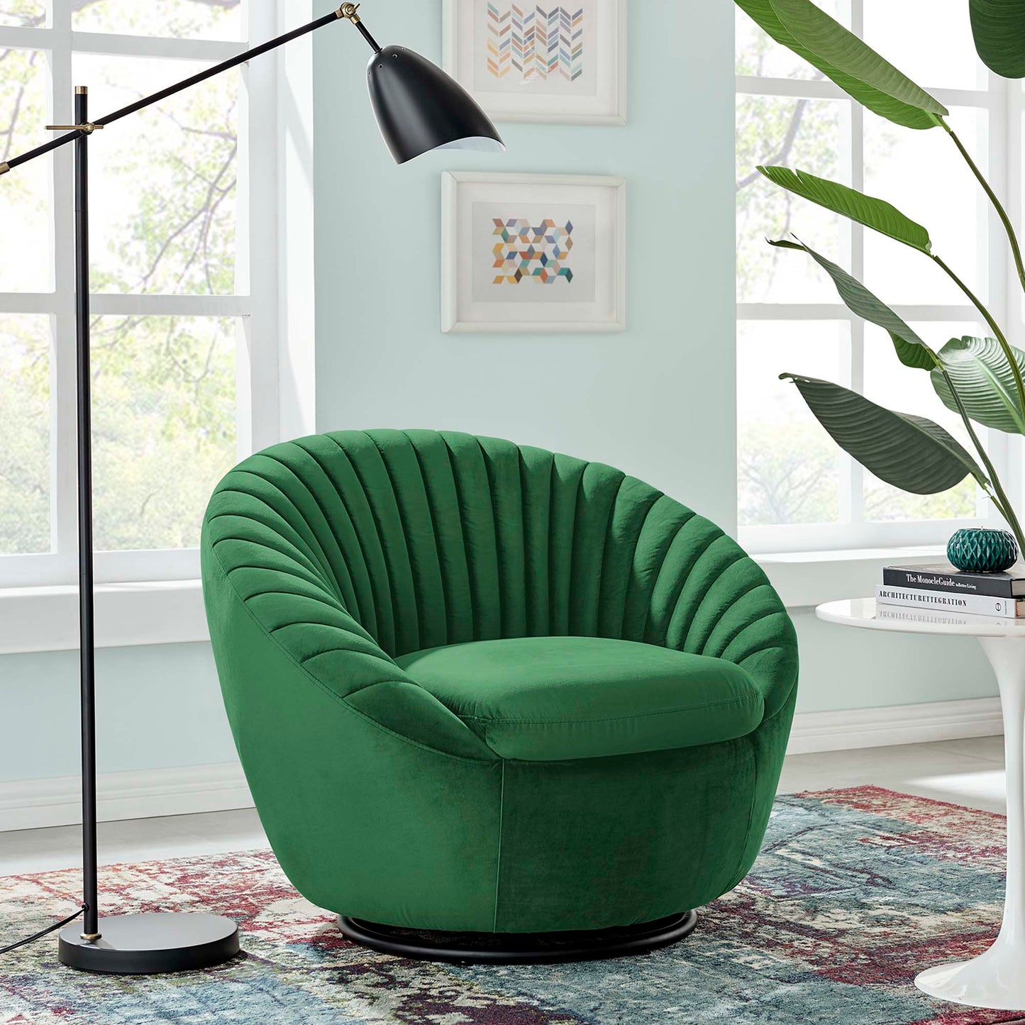 Whirr Tufted Performance Velvet Swivel Chair