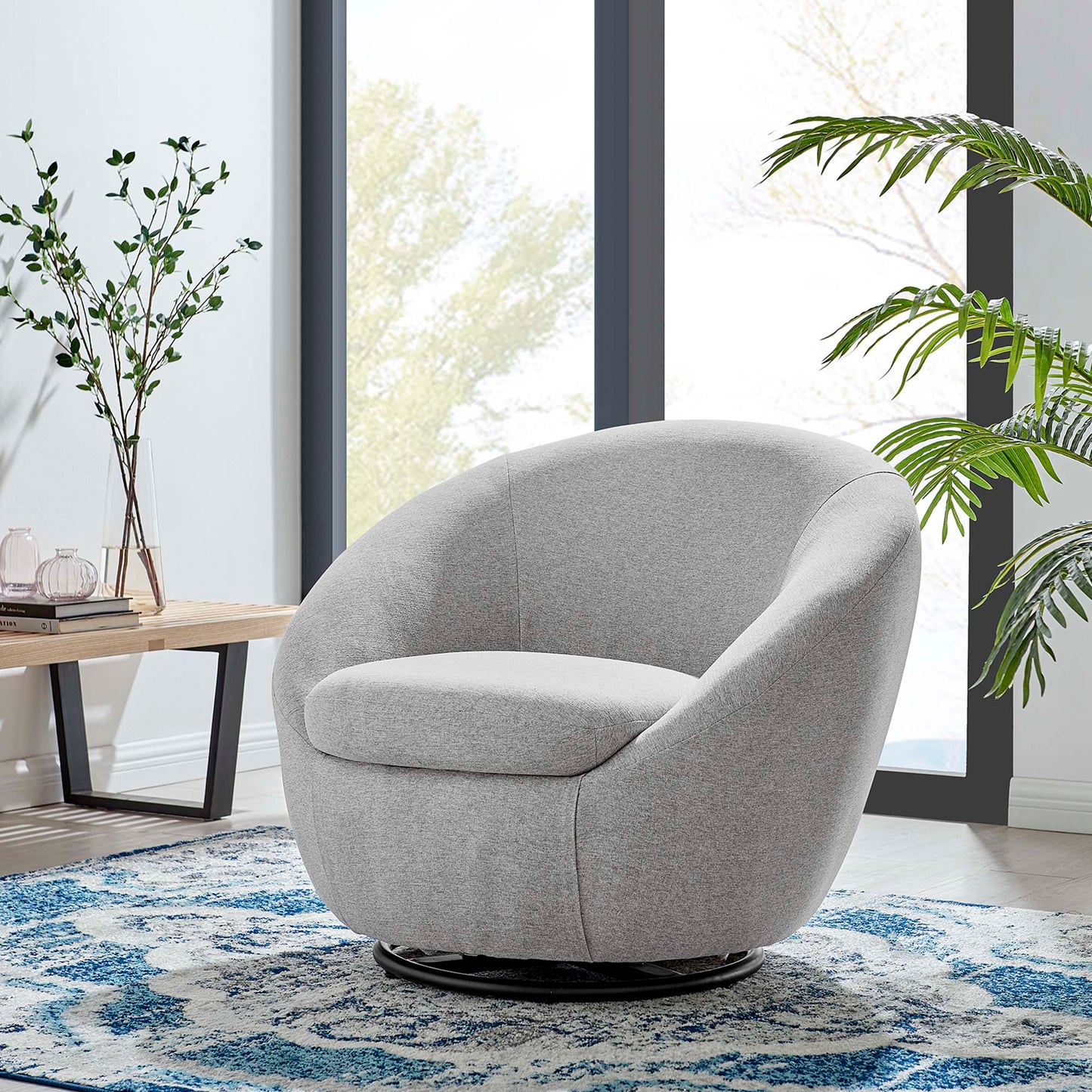 Buttercup Upholstered Fabric Swivel Chair