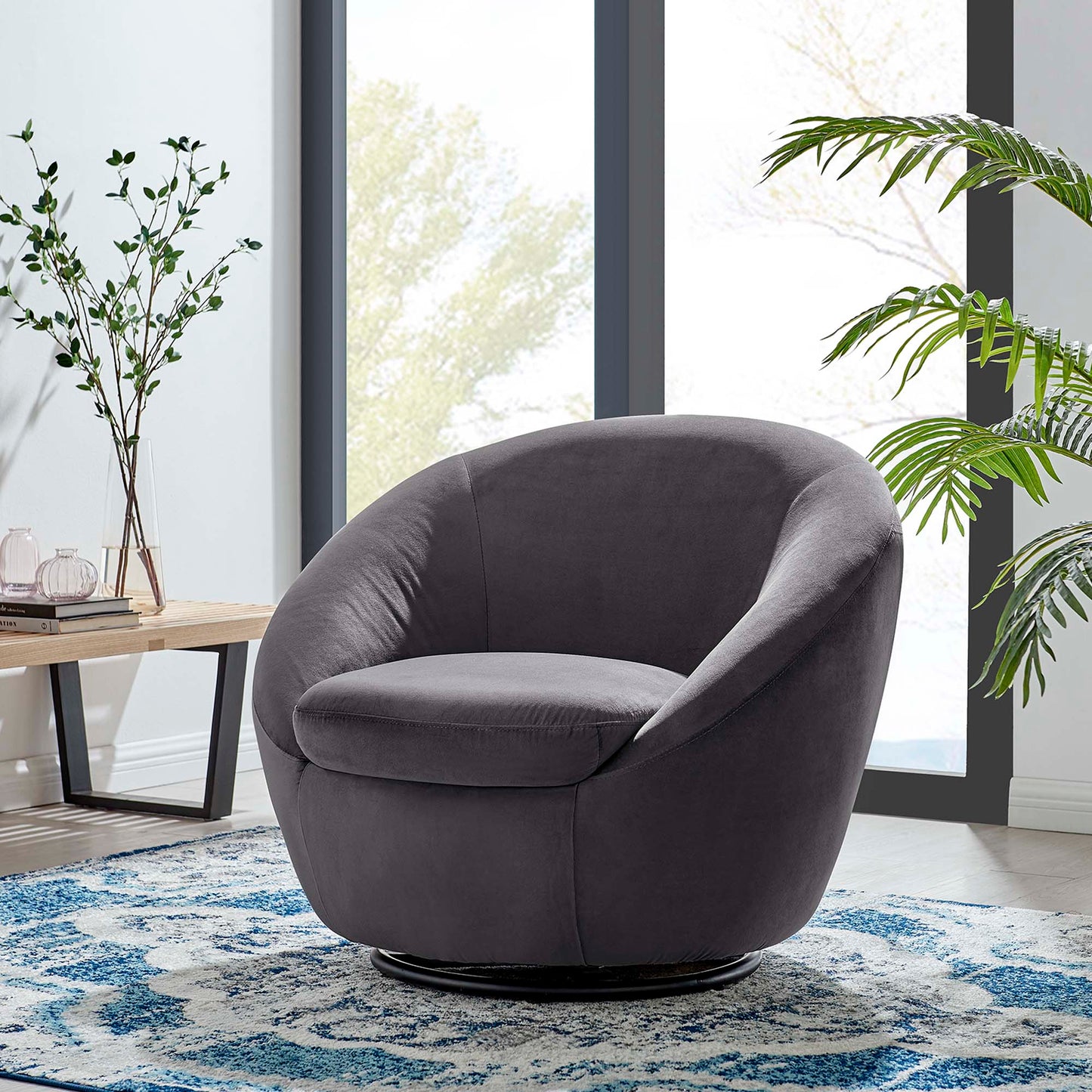 Buttercup Performance Velvet Swivel Chair