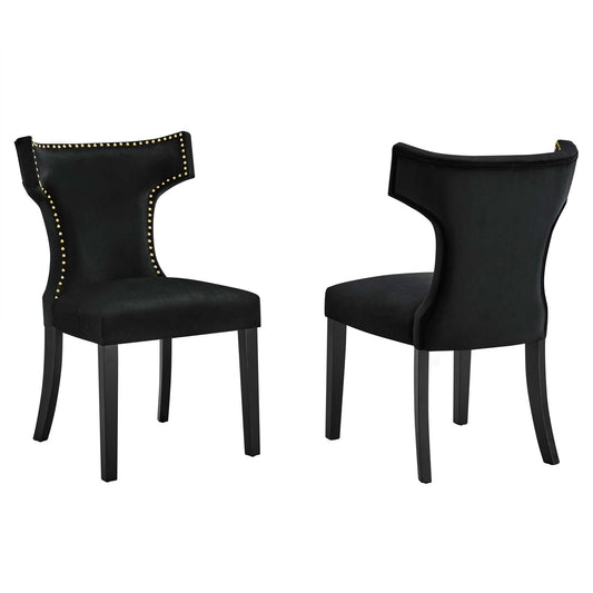 Curve Performance Velvet Dining Chairs Set of 2