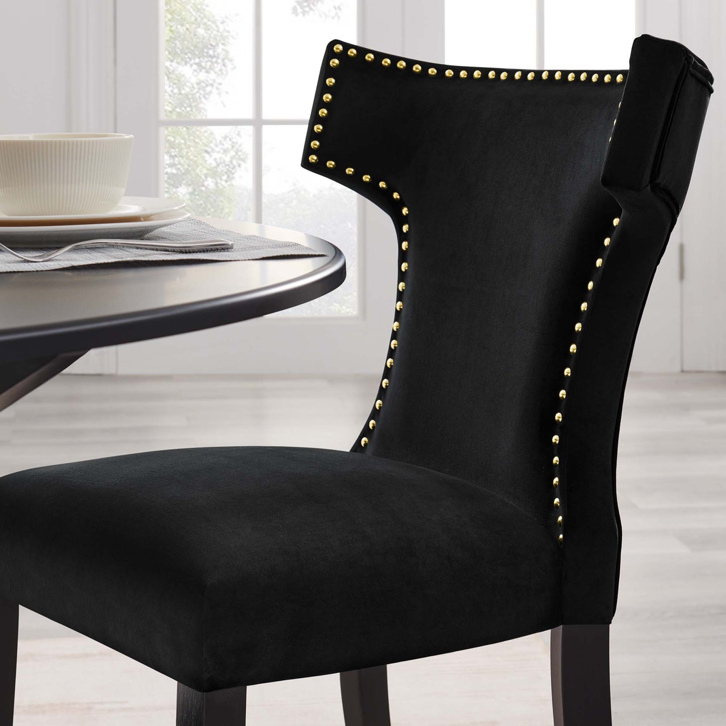 Curve Performance Velvet Dining Chairs Set of 2