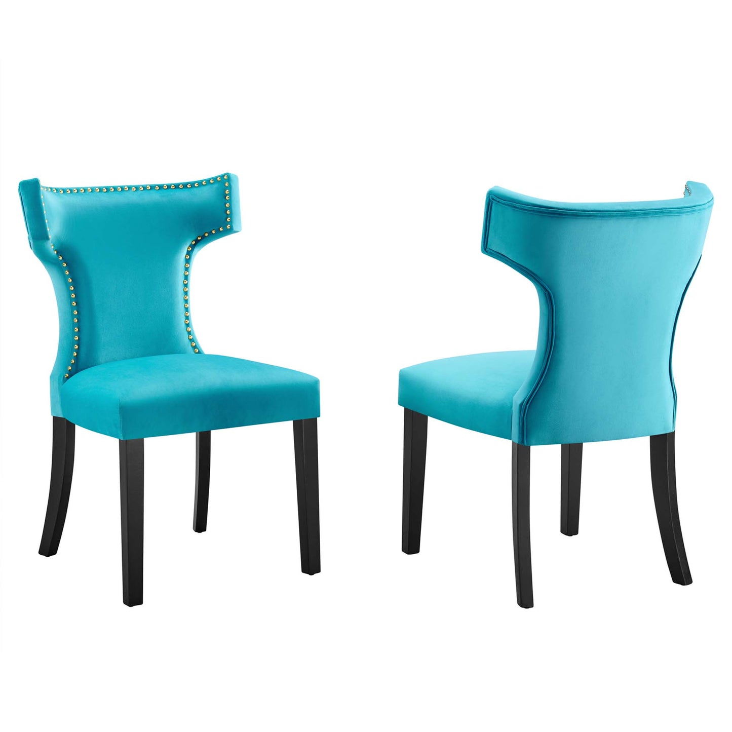 Curve Performance Velvet Dining Chairs Set of 2