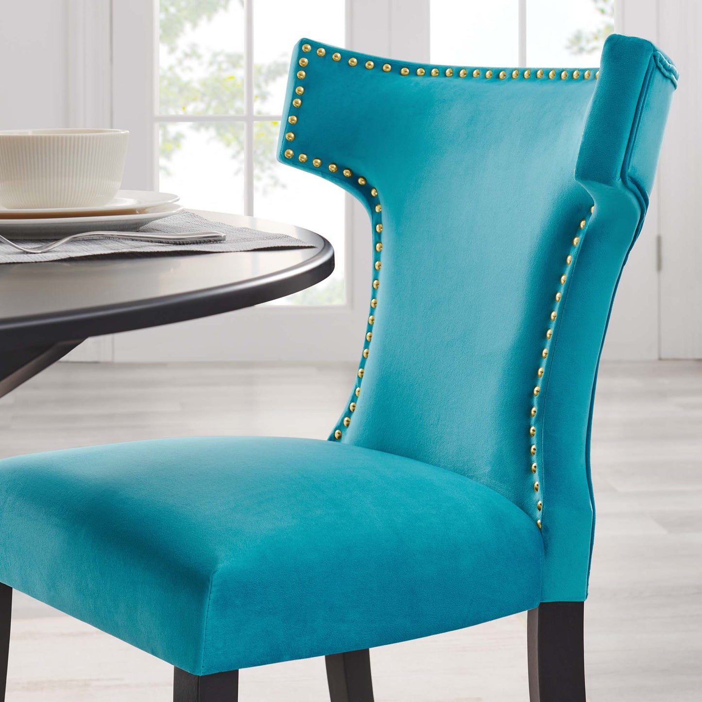 Curve Performance Velvet Dining Chairs Set of 2