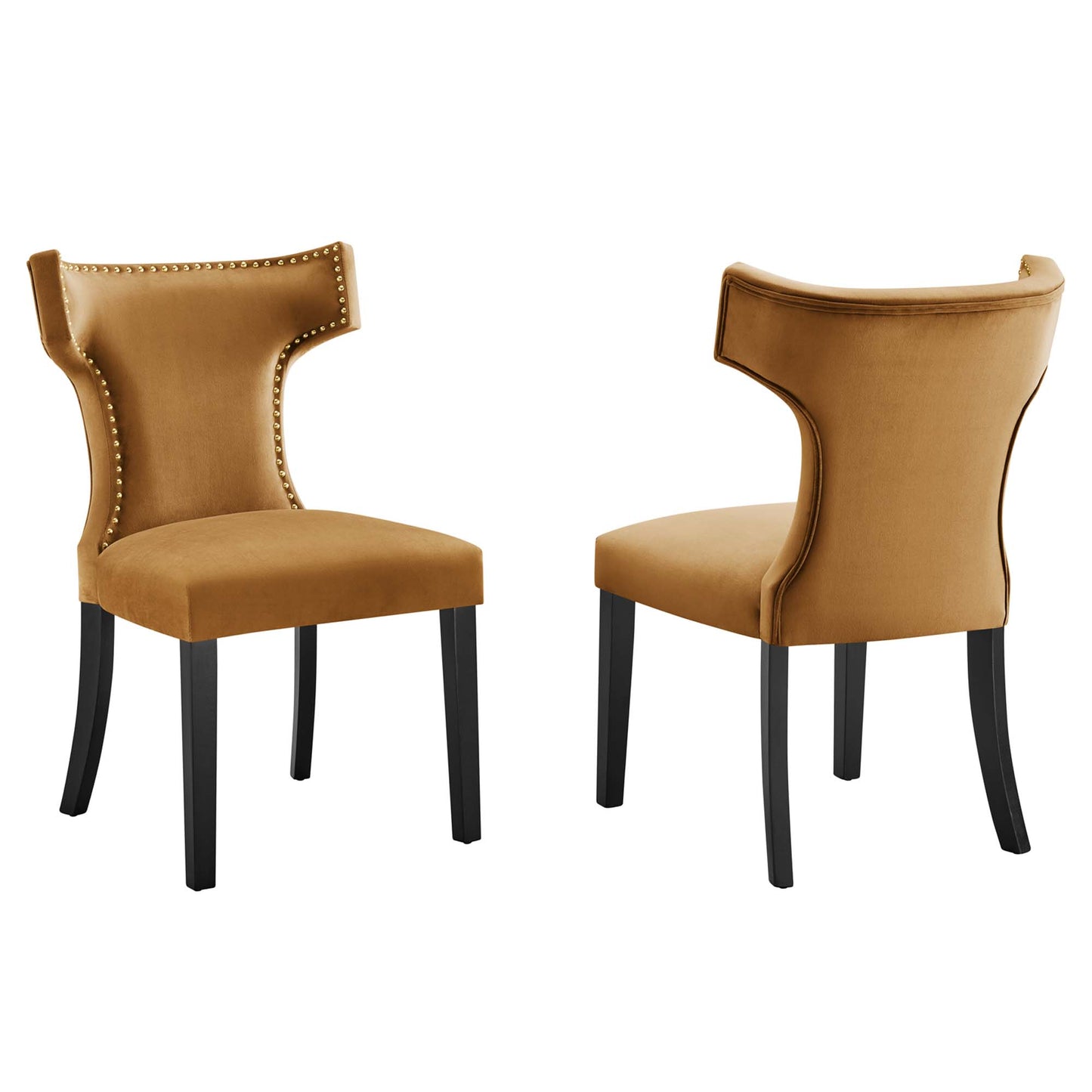 Curve Performance Velvet Dining Chairs Set of 2