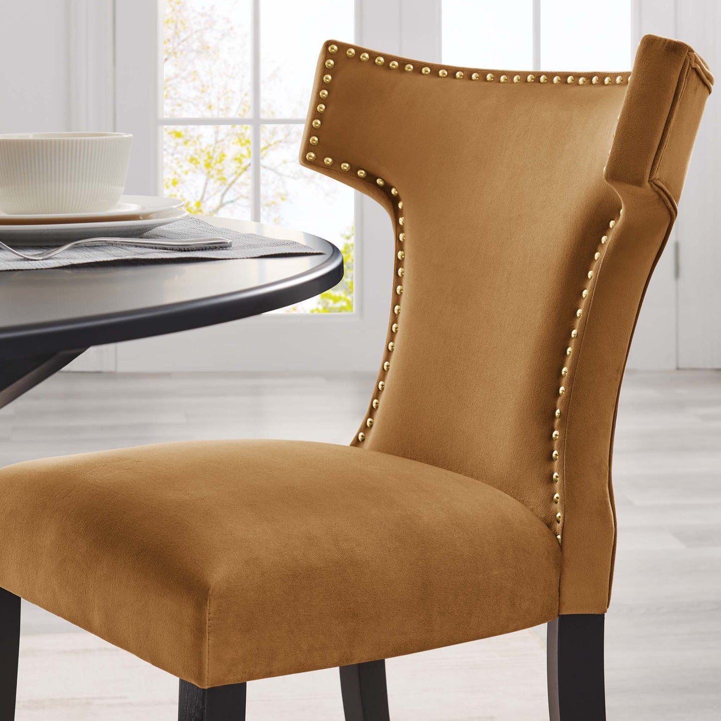 Curve Performance Velvet Dining Chairs Set of 2