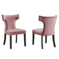 Curve Performance Velvet Dining Chairs Set of 2