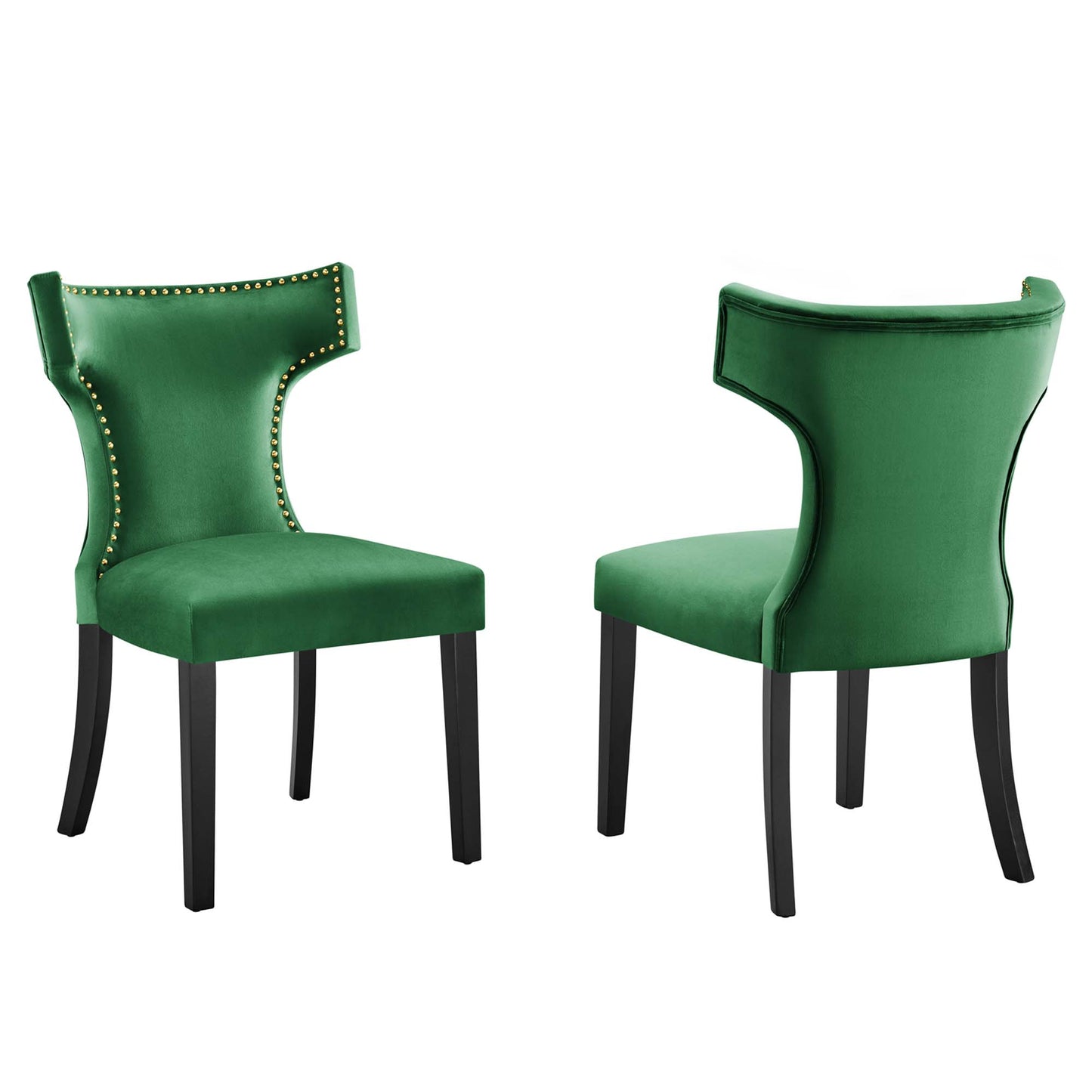 Curve Performance Velvet Dining Chairs Set of 2