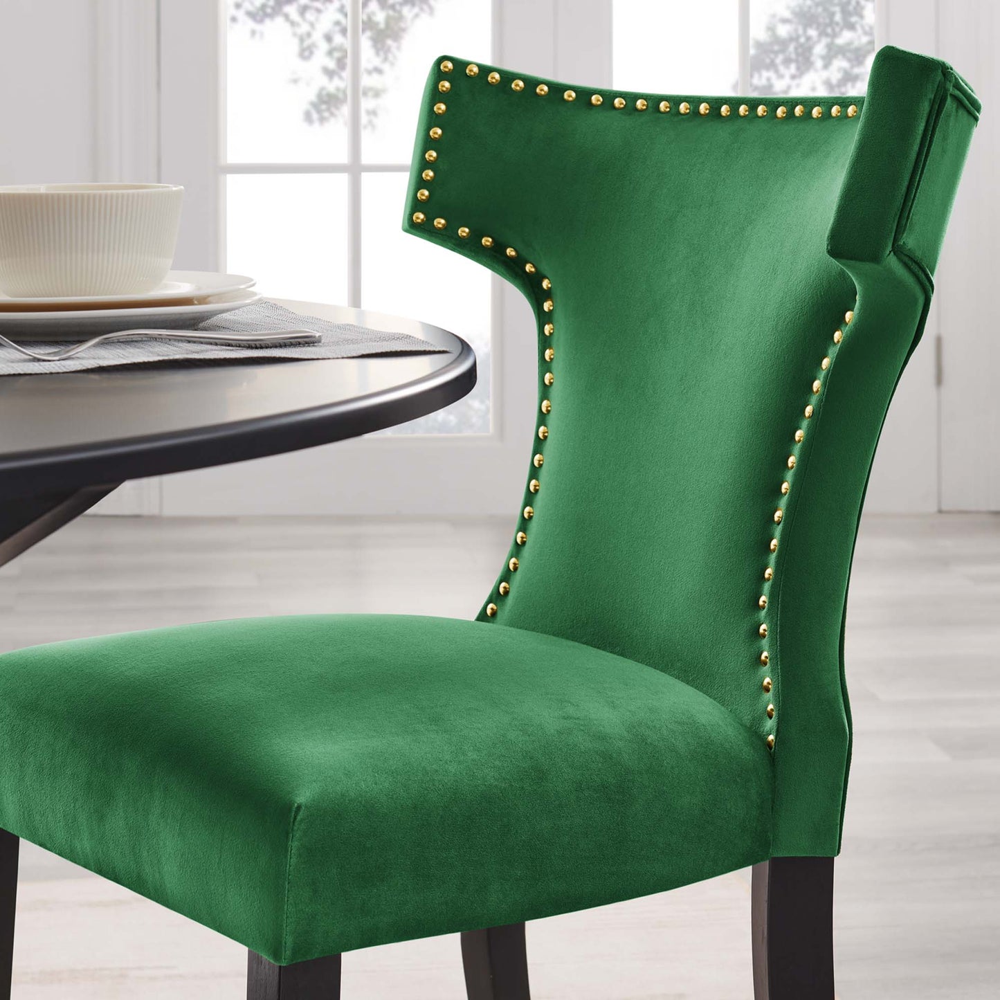 Curve Performance Velvet Dining Chairs Set of 2