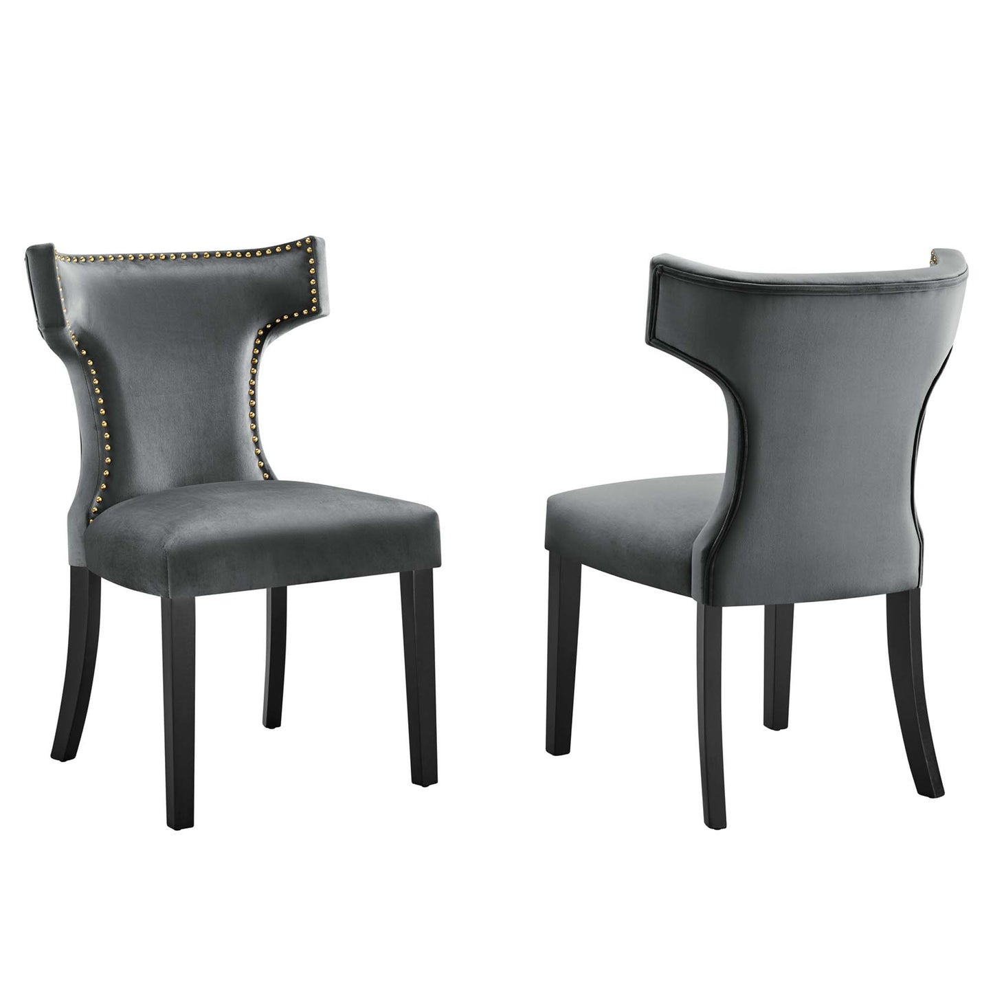 Curve Performance Velvet Dining Chairs Set of 2