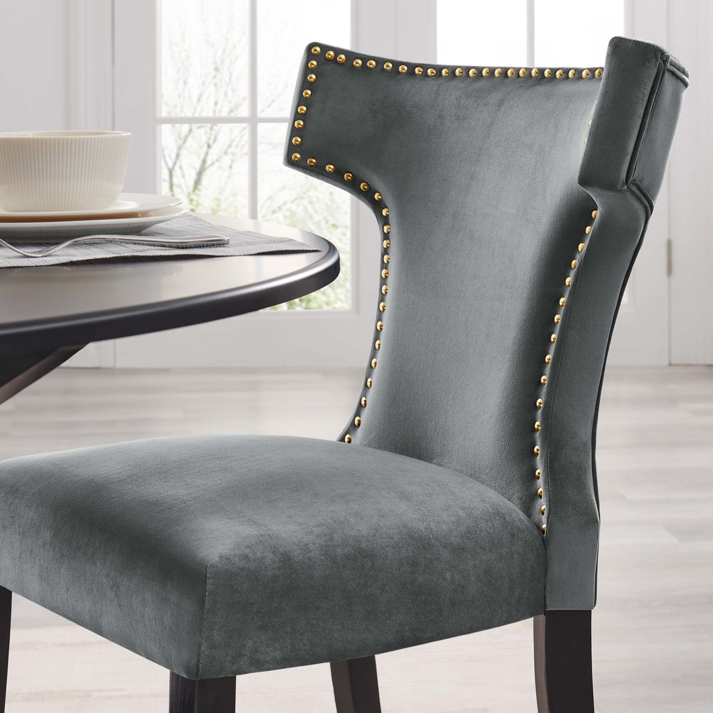 Curve Performance Velvet Dining Chairs Set of 2