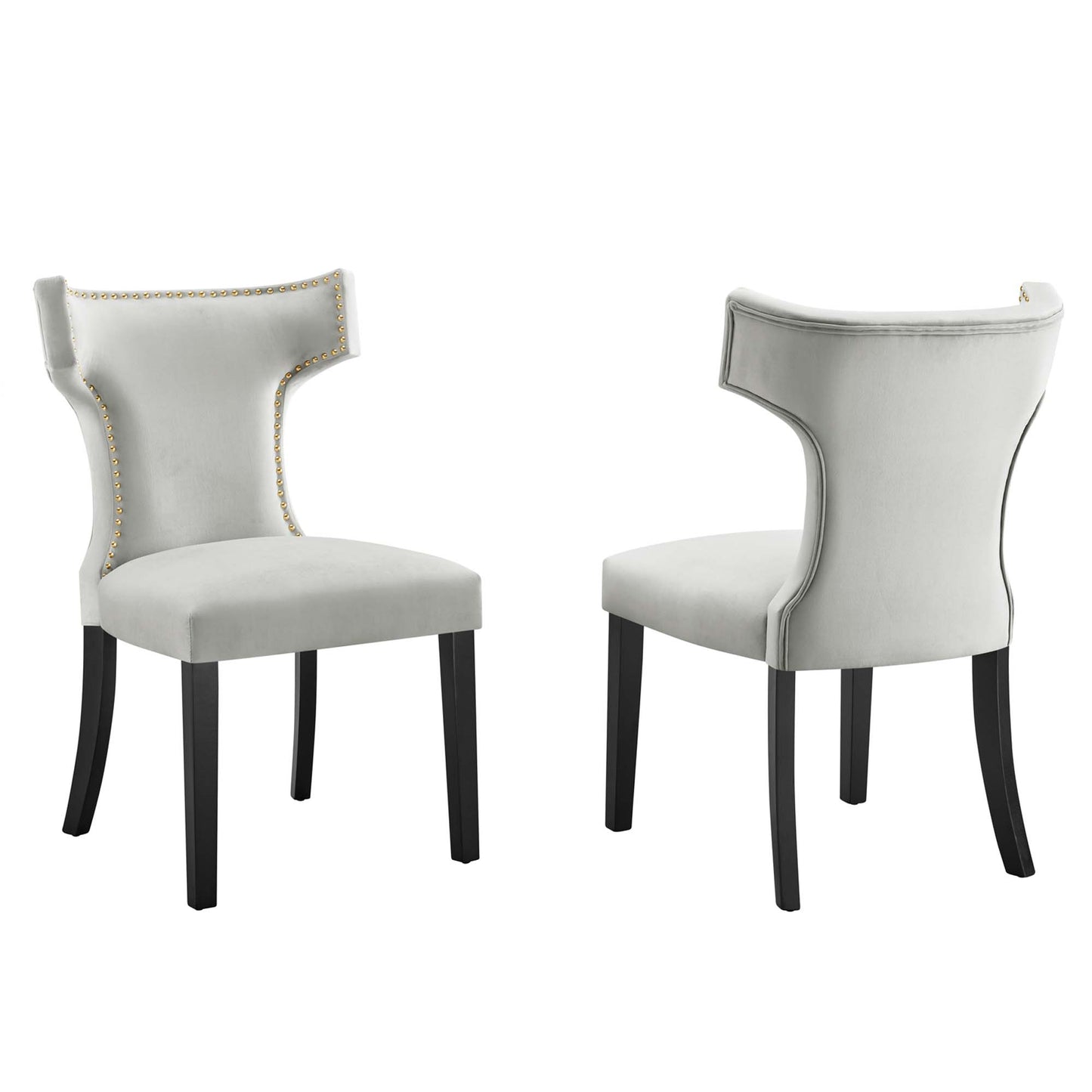 Curve Performance Velvet Dining Chairs Set of 2