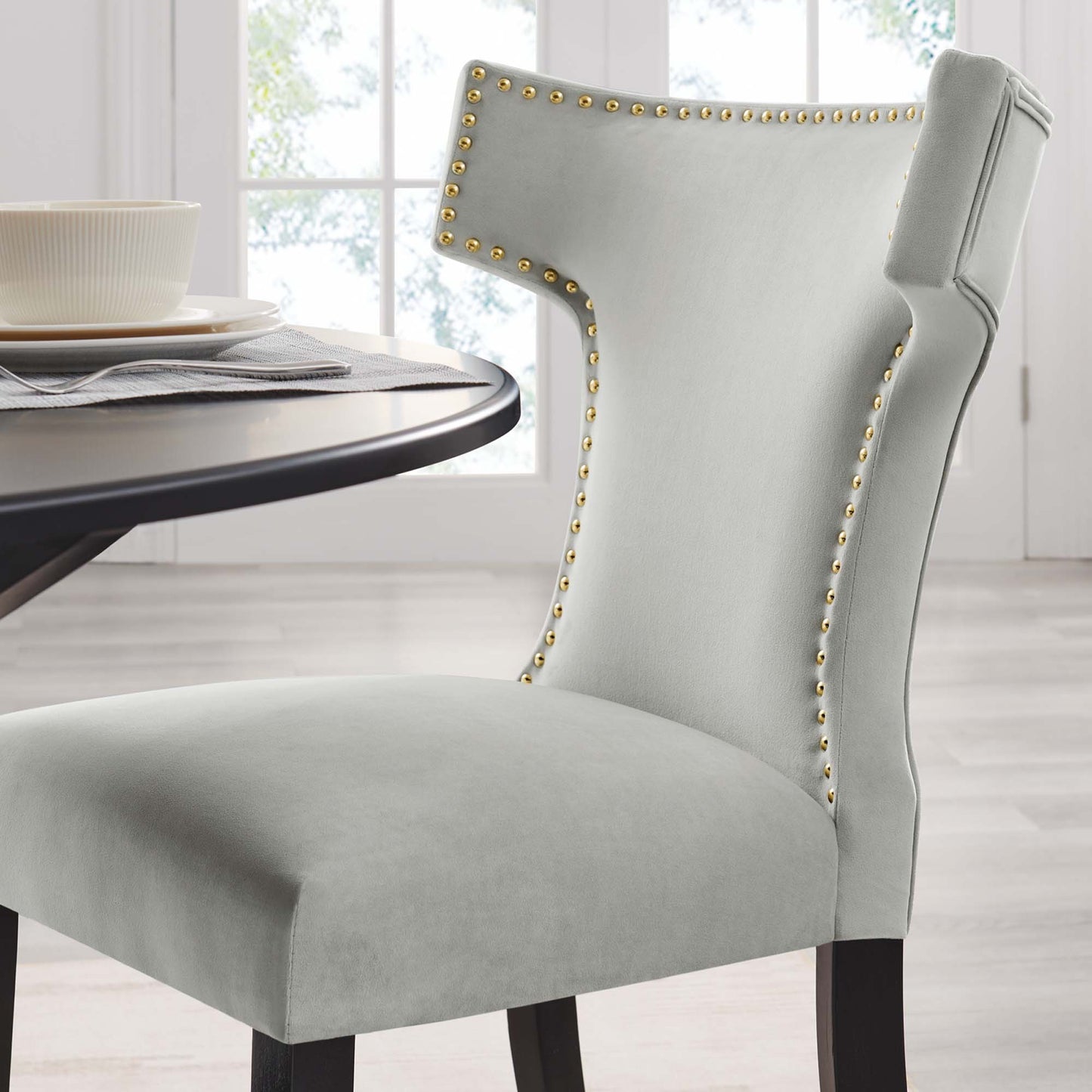 Curve Performance Velvet Dining Chairs Set of 2