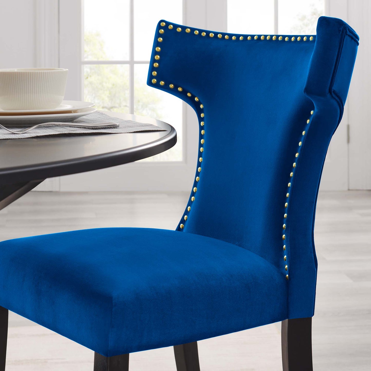 Curve Performance Velvet Dining Chairs Set of 2