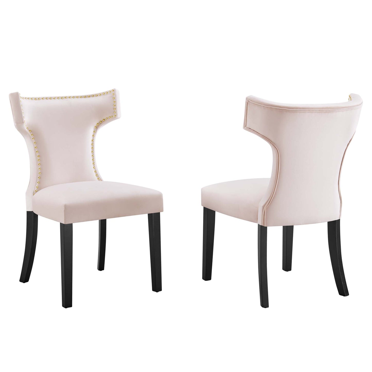 Curve Performance Velvet Dining Chairs Set of 2