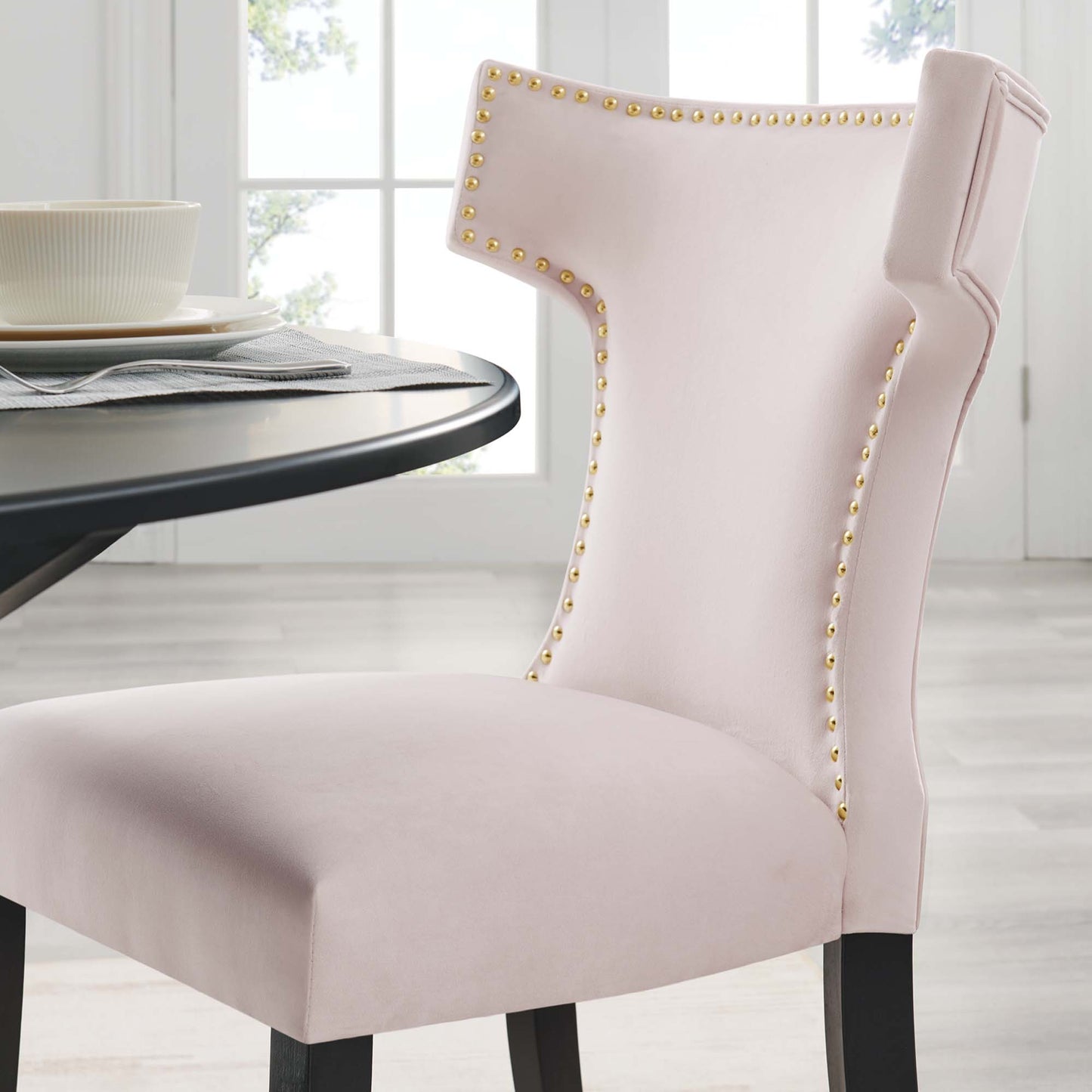 Curve Performance Velvet Dining Chairs Set of 2