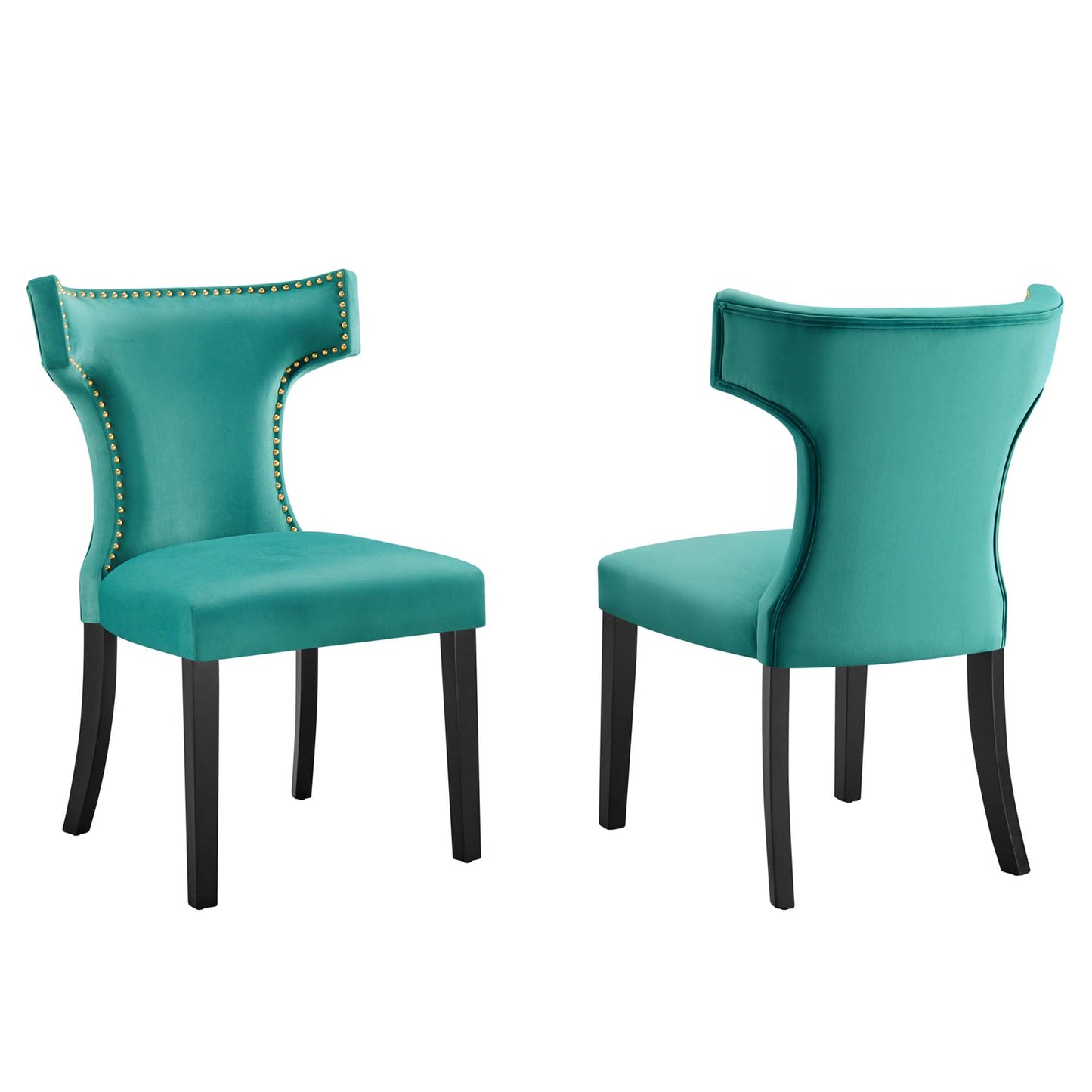 Curve Performance Velvet Dining Chairs Set of 2