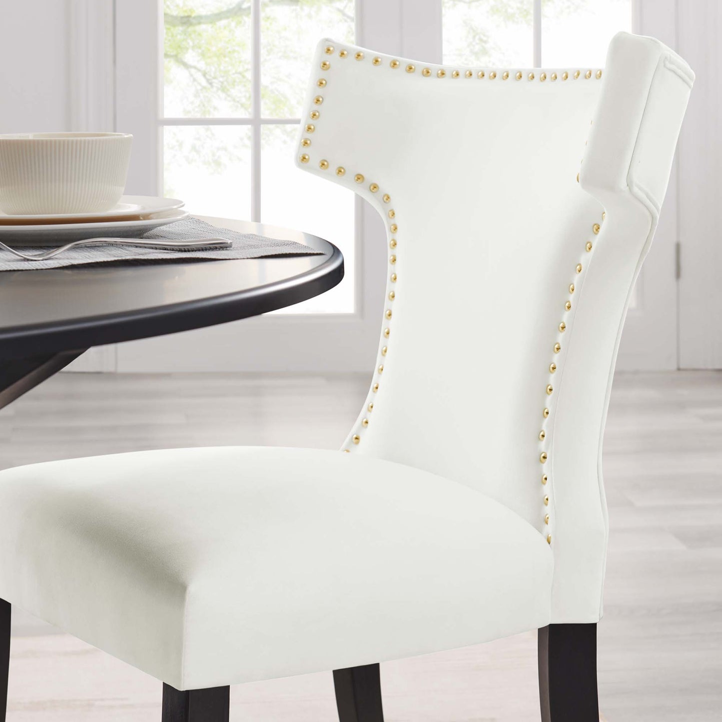 Curve Performance Velvet Dining Chairs Set of 2