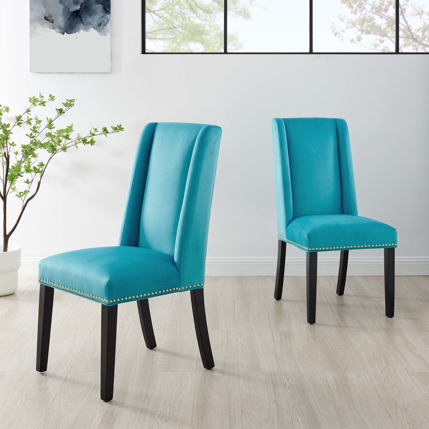 Baron Performance Velvet Dining Chairs Set of 2