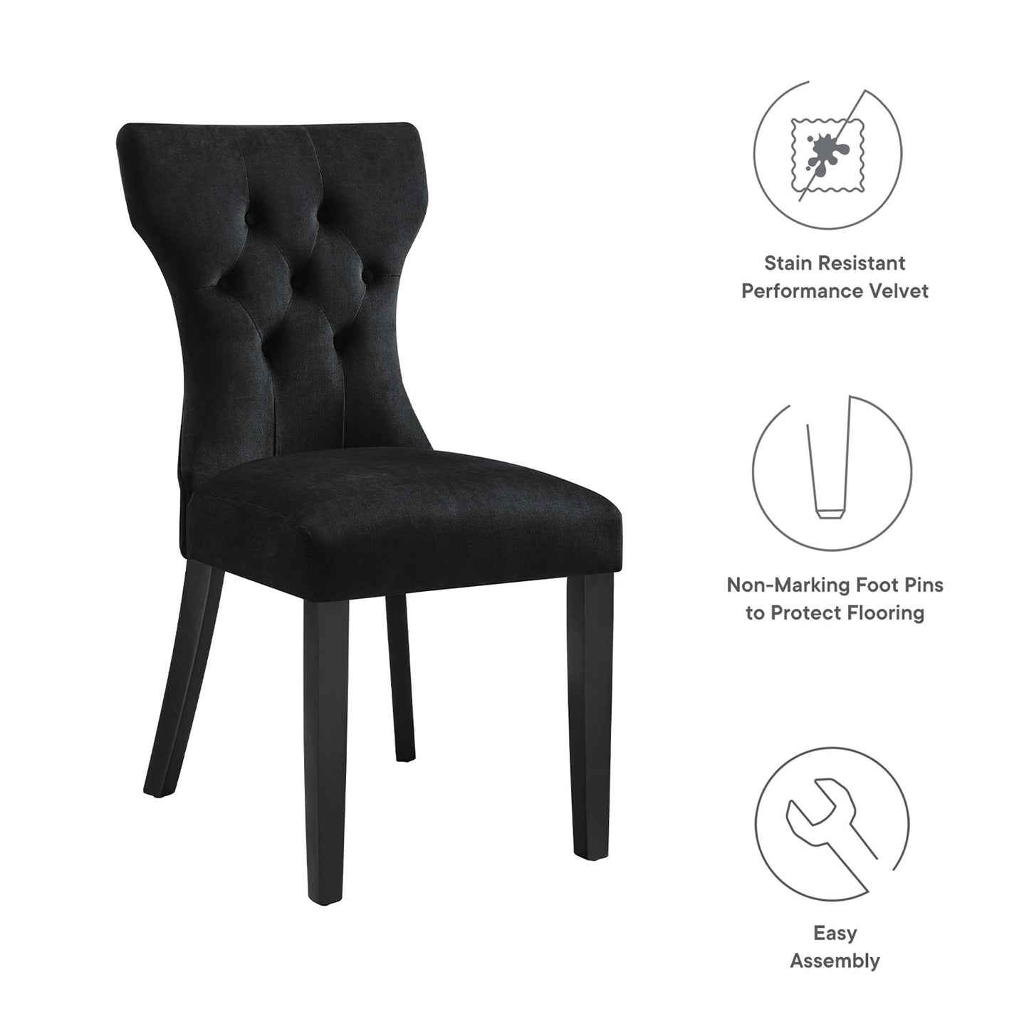 Silhouette Performance Velvet Dining Chairs Set of 2