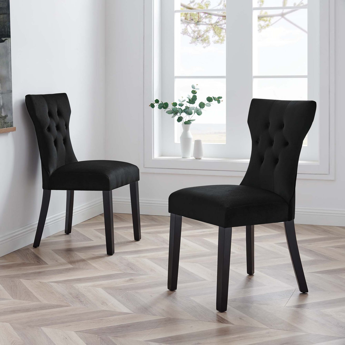 Silhouette Performance Velvet Dining Chairs Set of 2