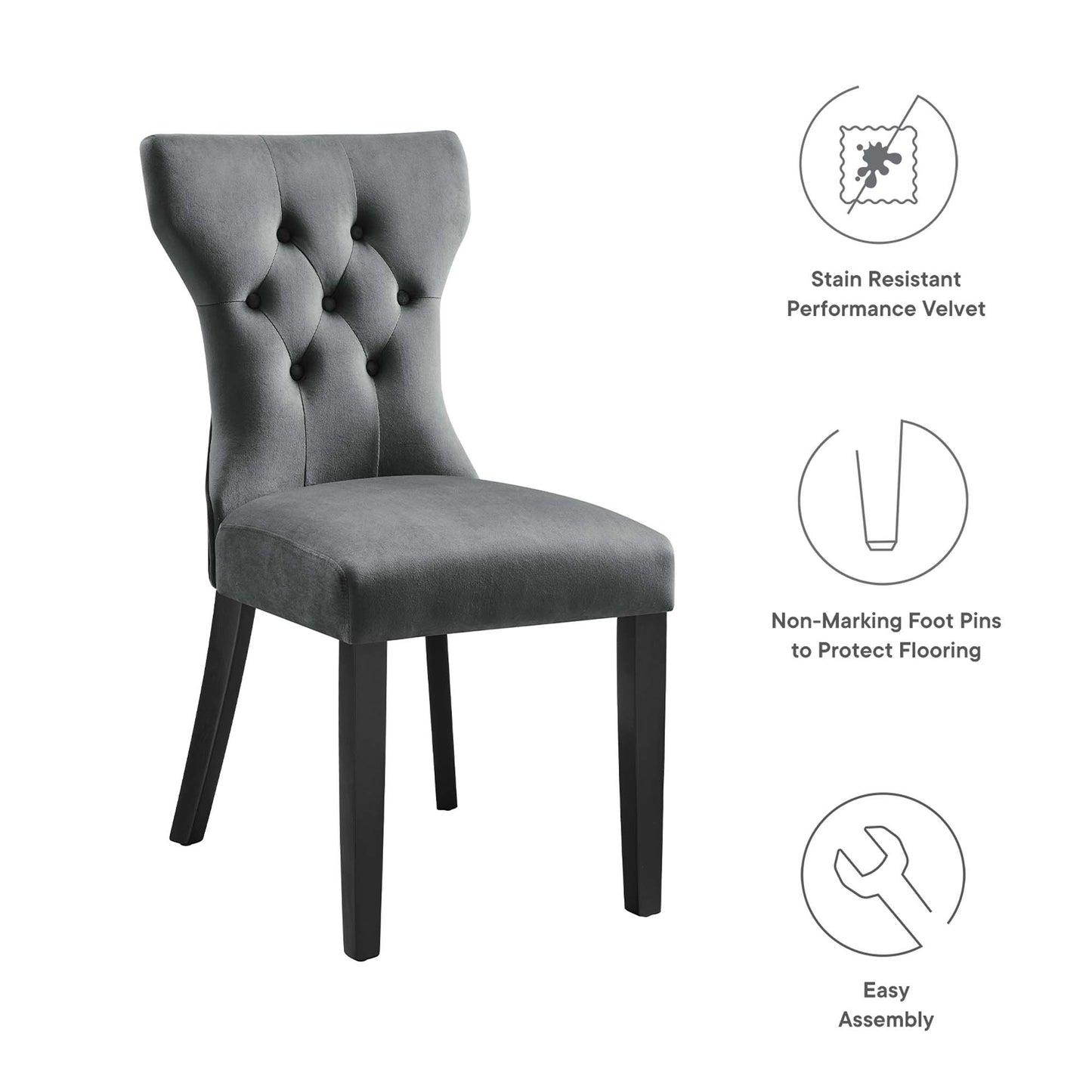 Silhouette Performance Velvet Dining Chairs Set of 2