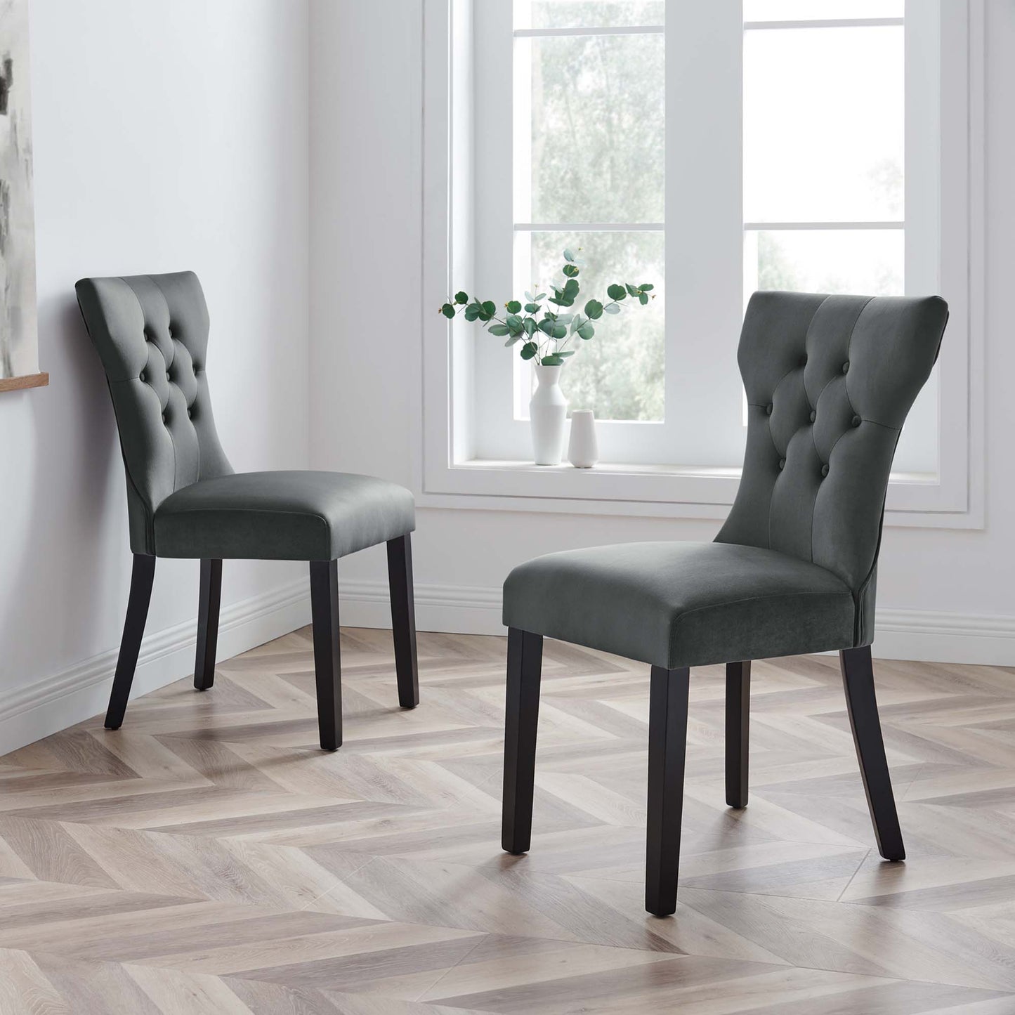 Silhouette Performance Velvet Dining Chairs Set of 2