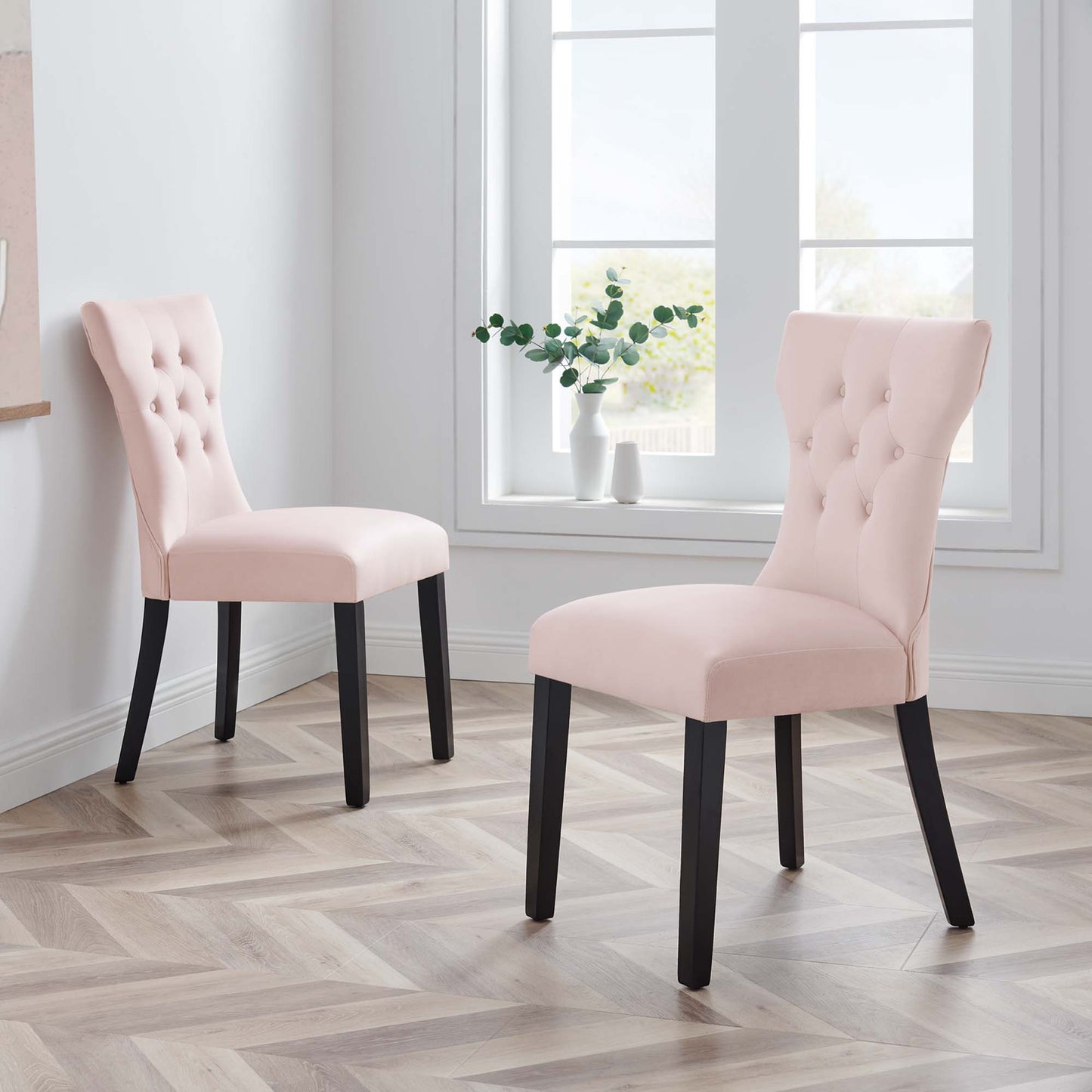 Silhouette Performance Velvet Dining Chairs Set of 2