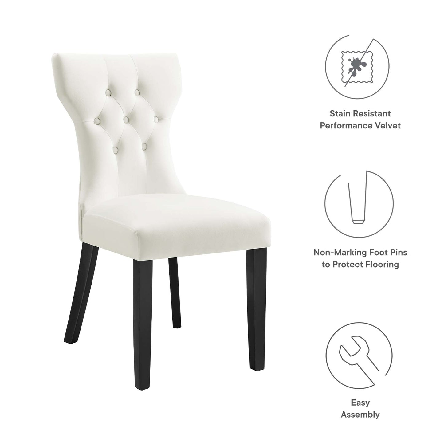 Silhouette Performance Velvet Dining Chairs Set of 2