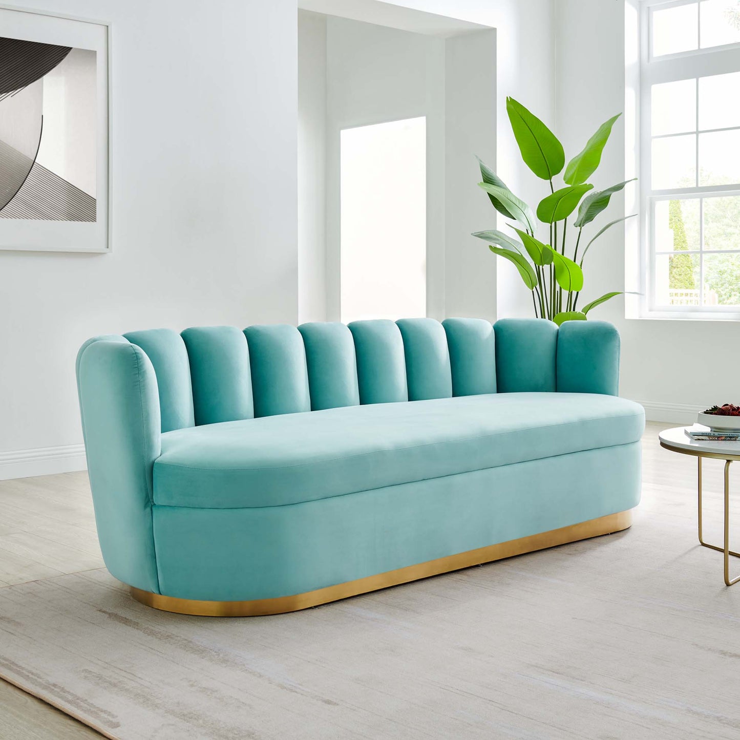 Victoria Channel Tufted Performance Velvet Sofa