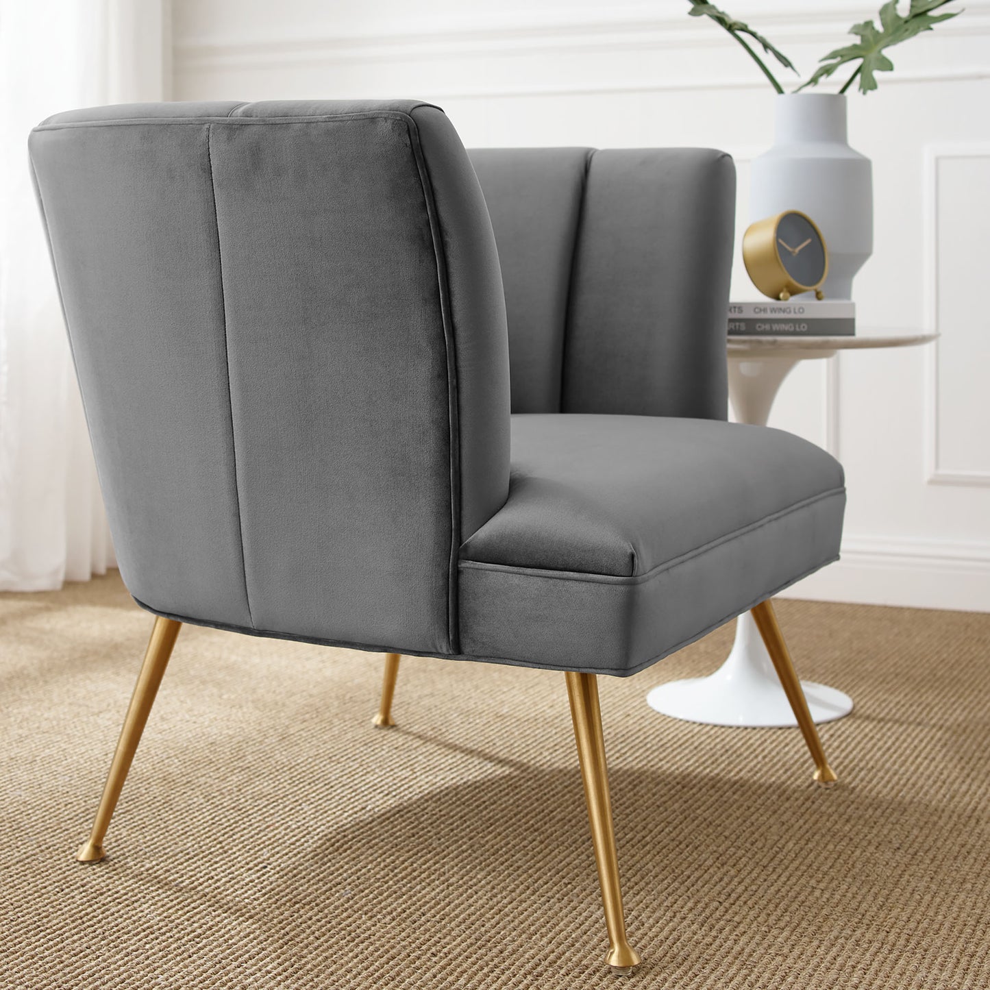 Veronica Channel Tufted Performance Velvet Armchair