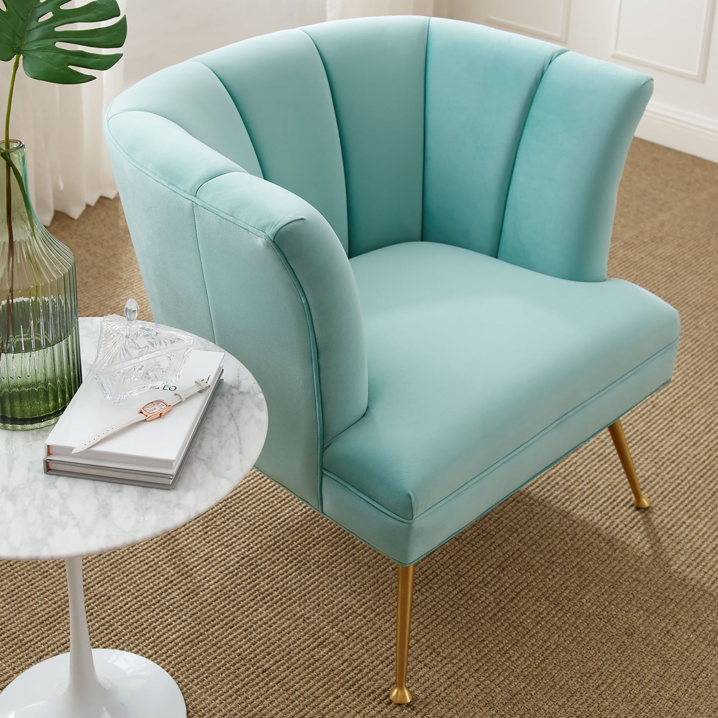 Veronica Channel Tufted Performance Velvet Armchair