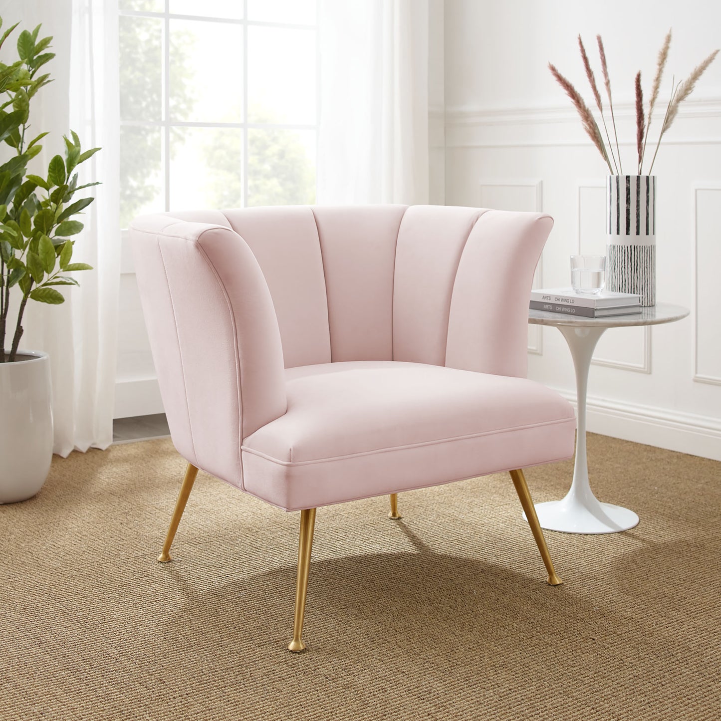 Veronica Channel Tufted Performance Velvet Armchair