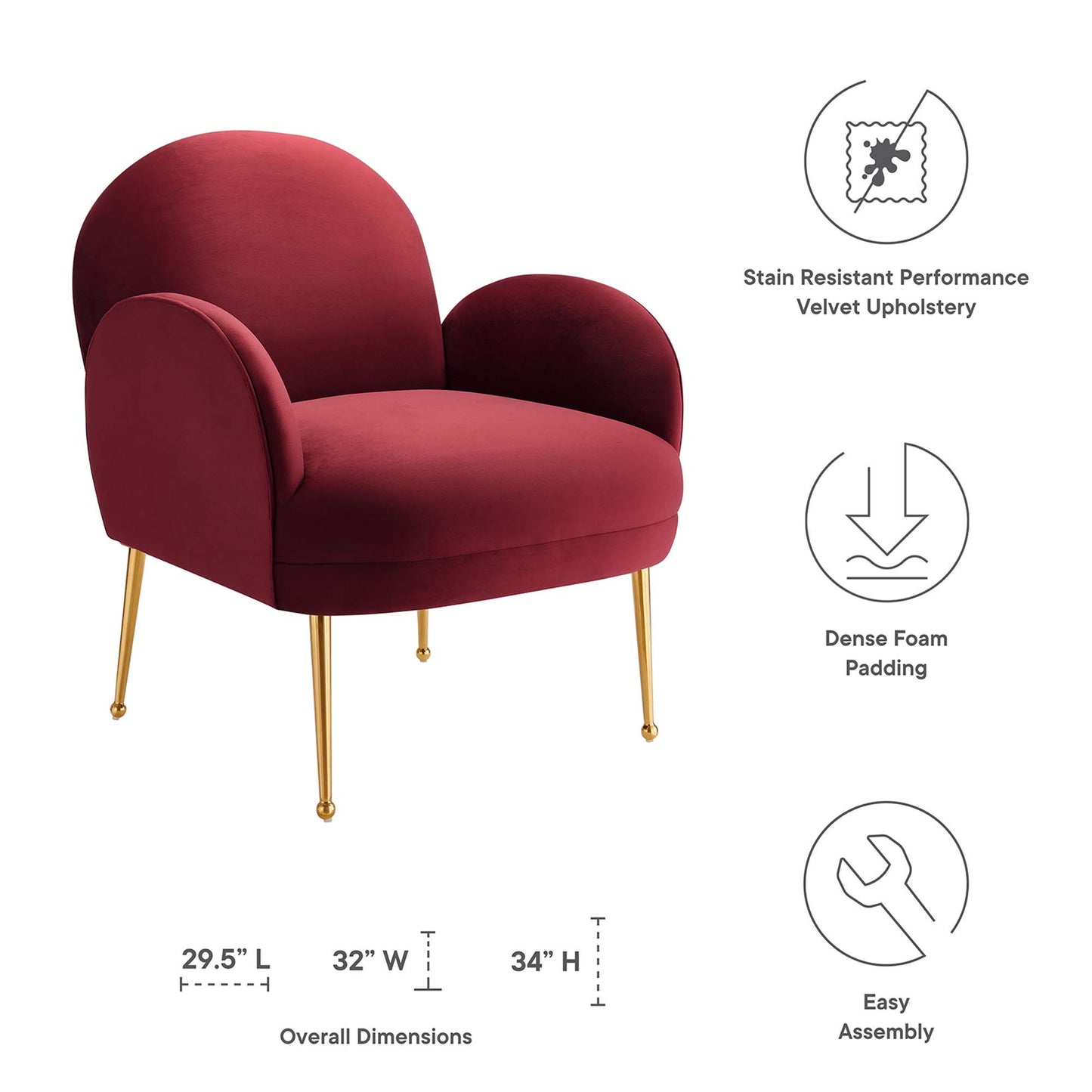 Transcend Performance Velvet Armchair