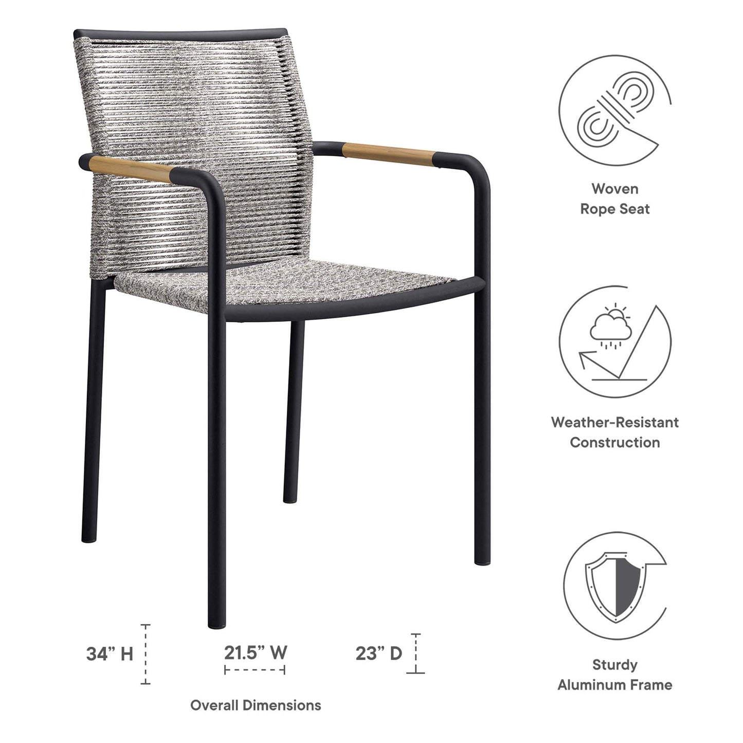 Juego de 2 sillones de exterior Serenity para patio de Modway