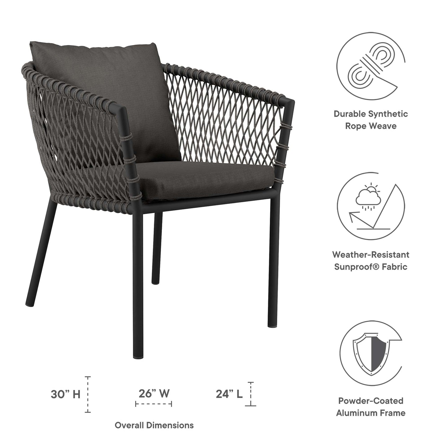 Fauteuil de salle à manger d'extérieur Sailor par Modway